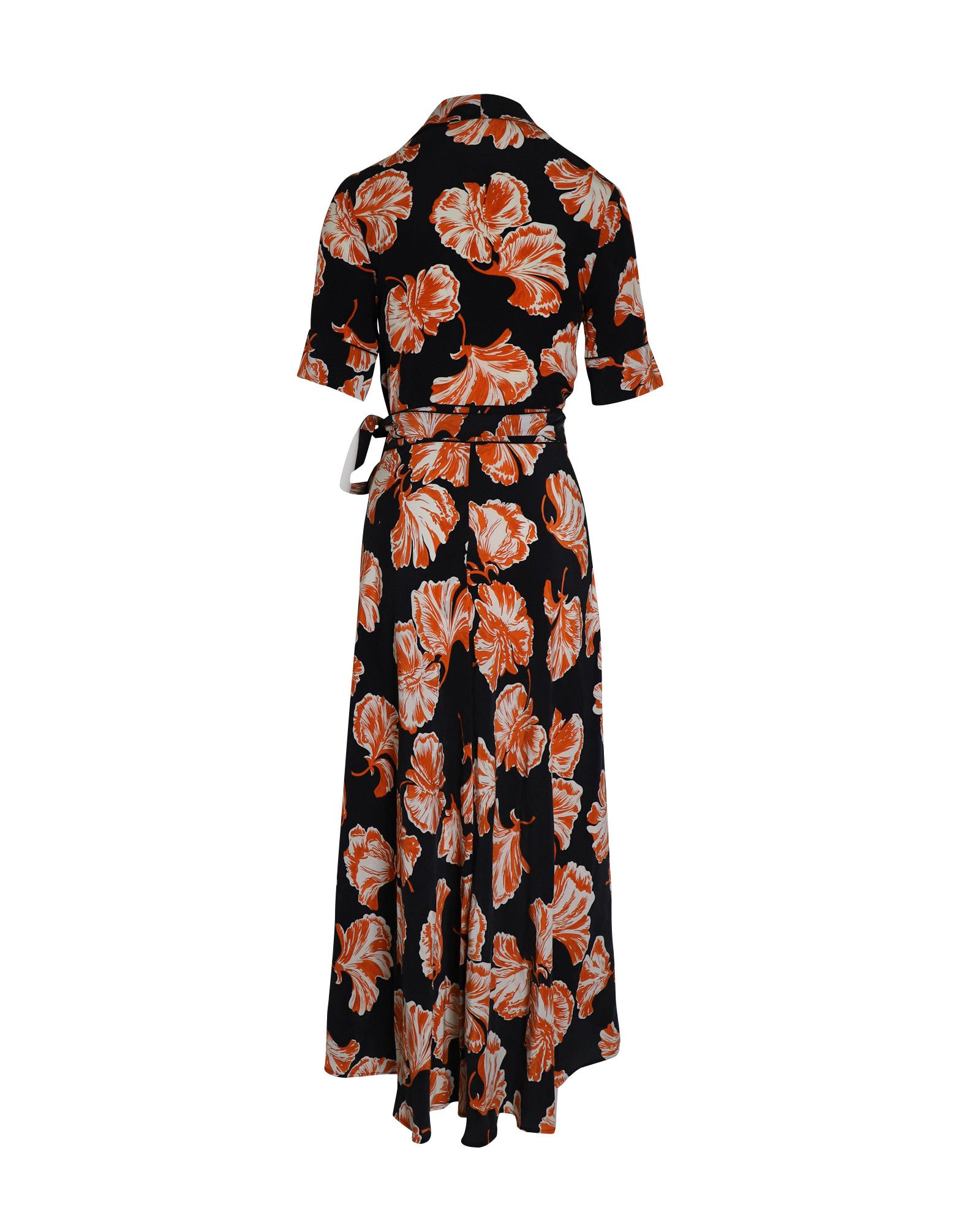 Ganni Ganni Midi Wrap Dress in Black and Orange Silk Size XXS / US 00 / IT 34 - 3 Thumbnail