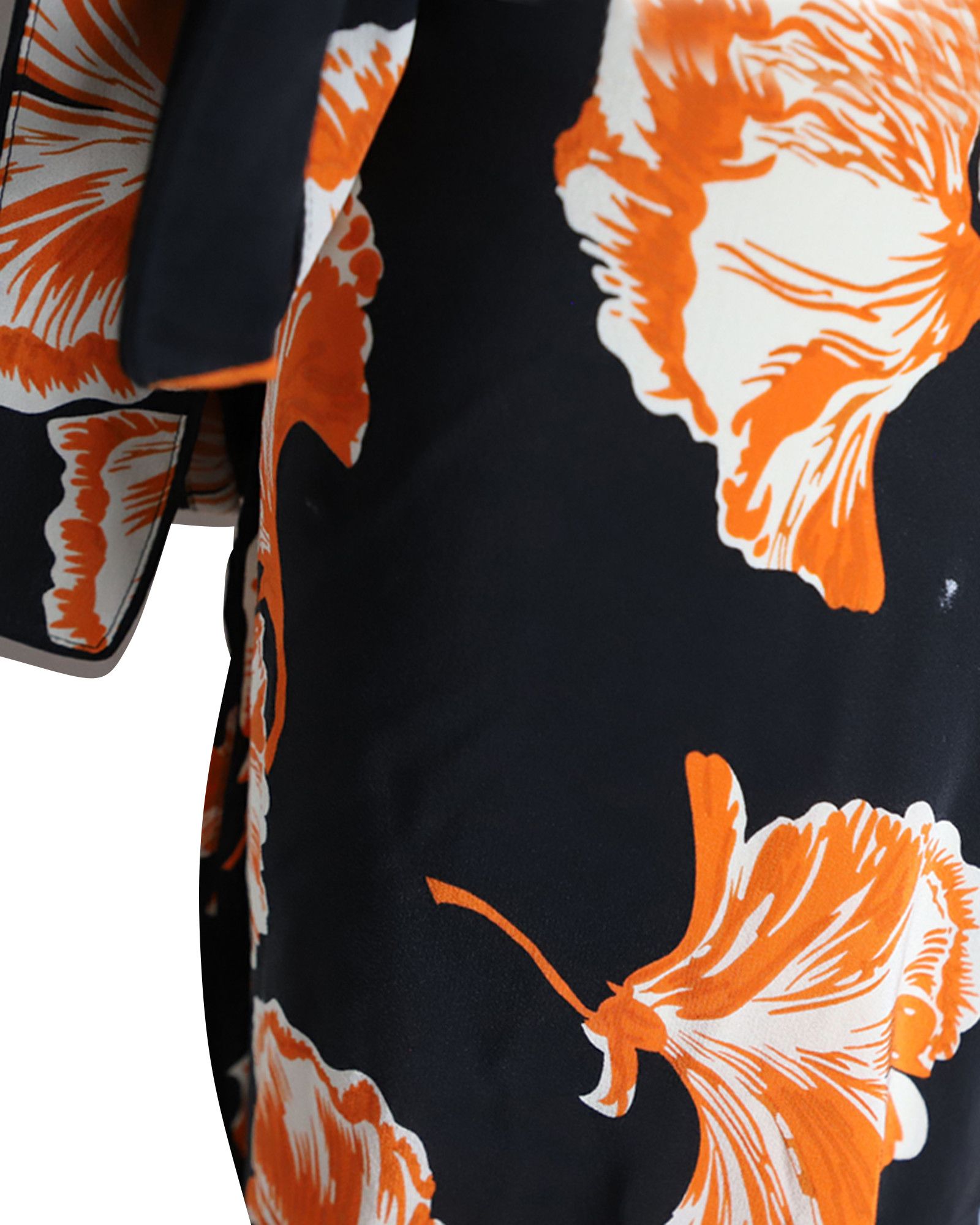 Ganni Ganni Midi Wrap Dress in Black and Orange Silk Size XXS / US 00 / IT 34 - 4 Thumbnail