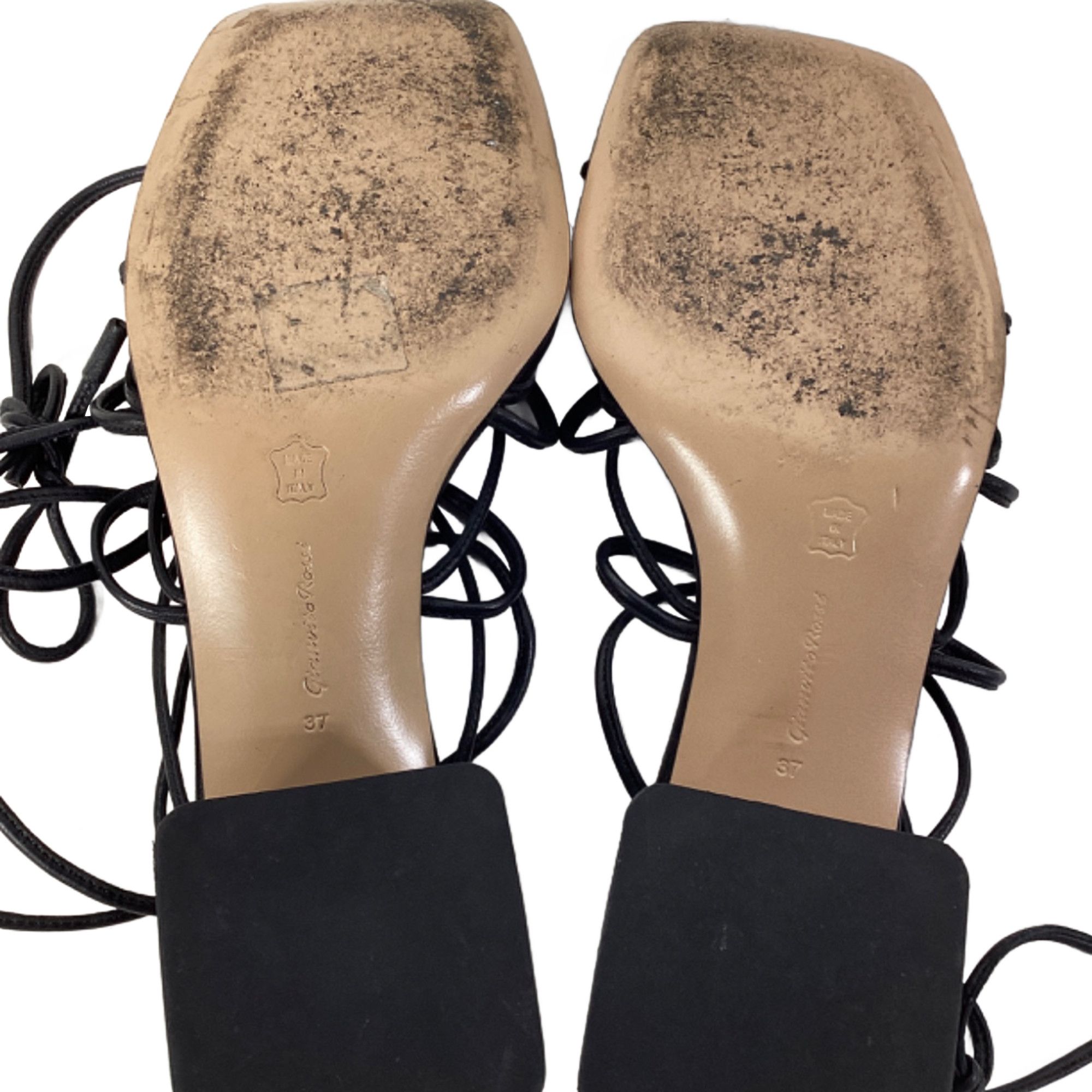 Gianvito Rossi Gianvito Rossi Minas 45 Knotted Sandal Heels in Black Leath Size US 8 / IT 38 - 4 Thumbnail