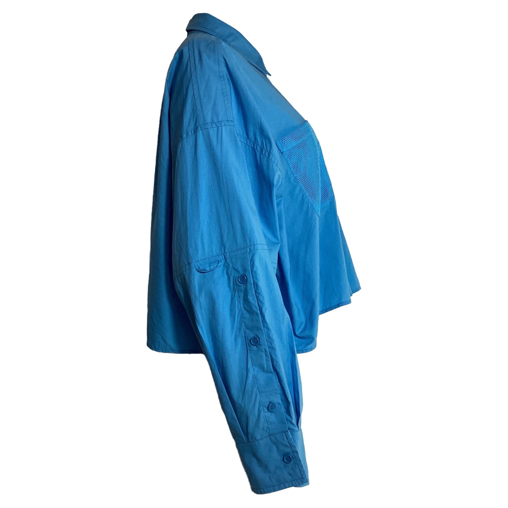 Fendi Fendi Cropped Shirt with Pockets in Blue Cotton Size XS / US 0-2 / IT 36-38 - 2 Thumbnail
