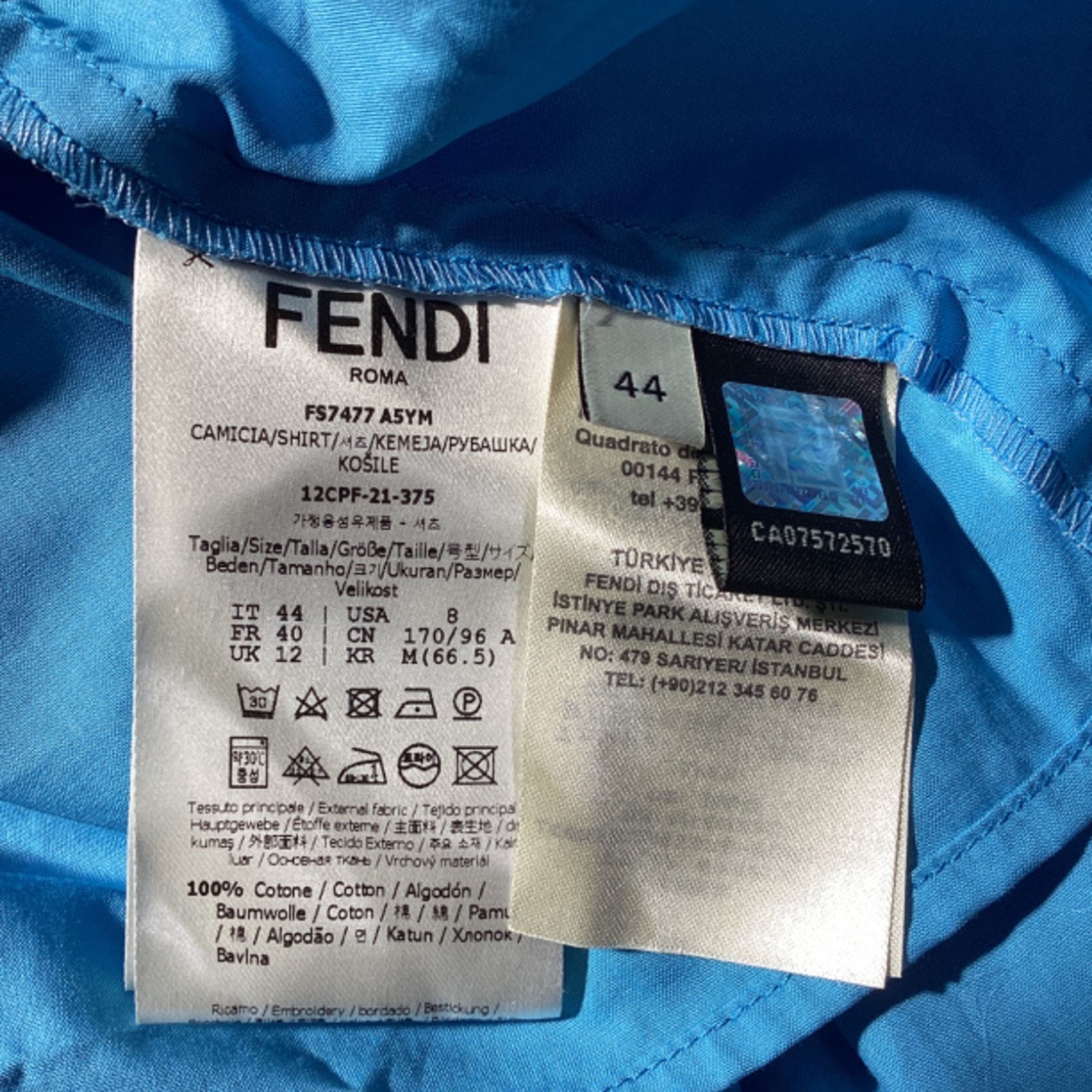 Fendi Fendi Cropped Shirt with Pockets in Blue Cotton Size XS / US 0-2 / IT 36-38 - 6 Thumbnail