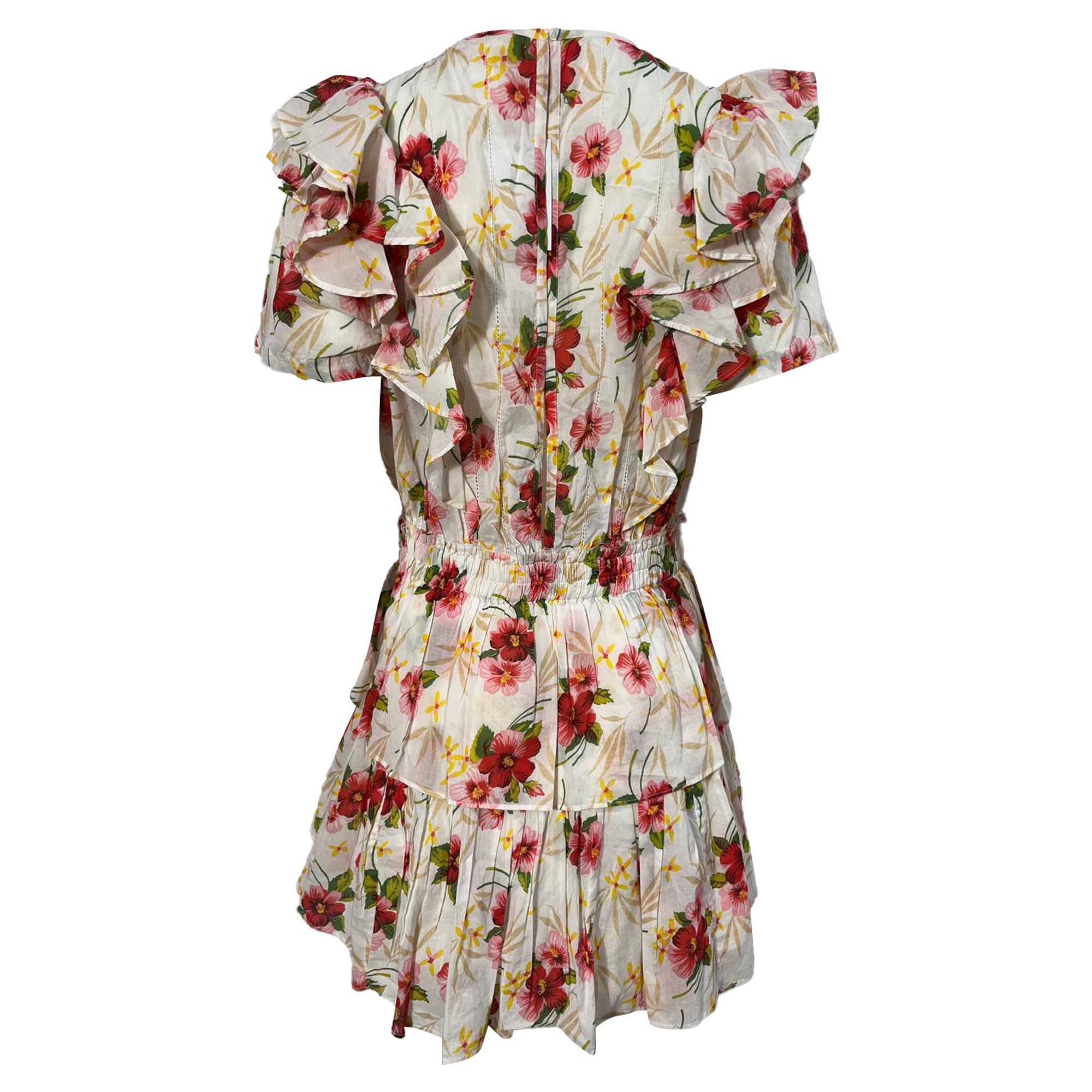 LoveShackFancy Loveshackfancy Natasha Floral Printed Mini Dress in Multico Size XS / US 0-2 / IT 36-38 - 3 Thumbnail