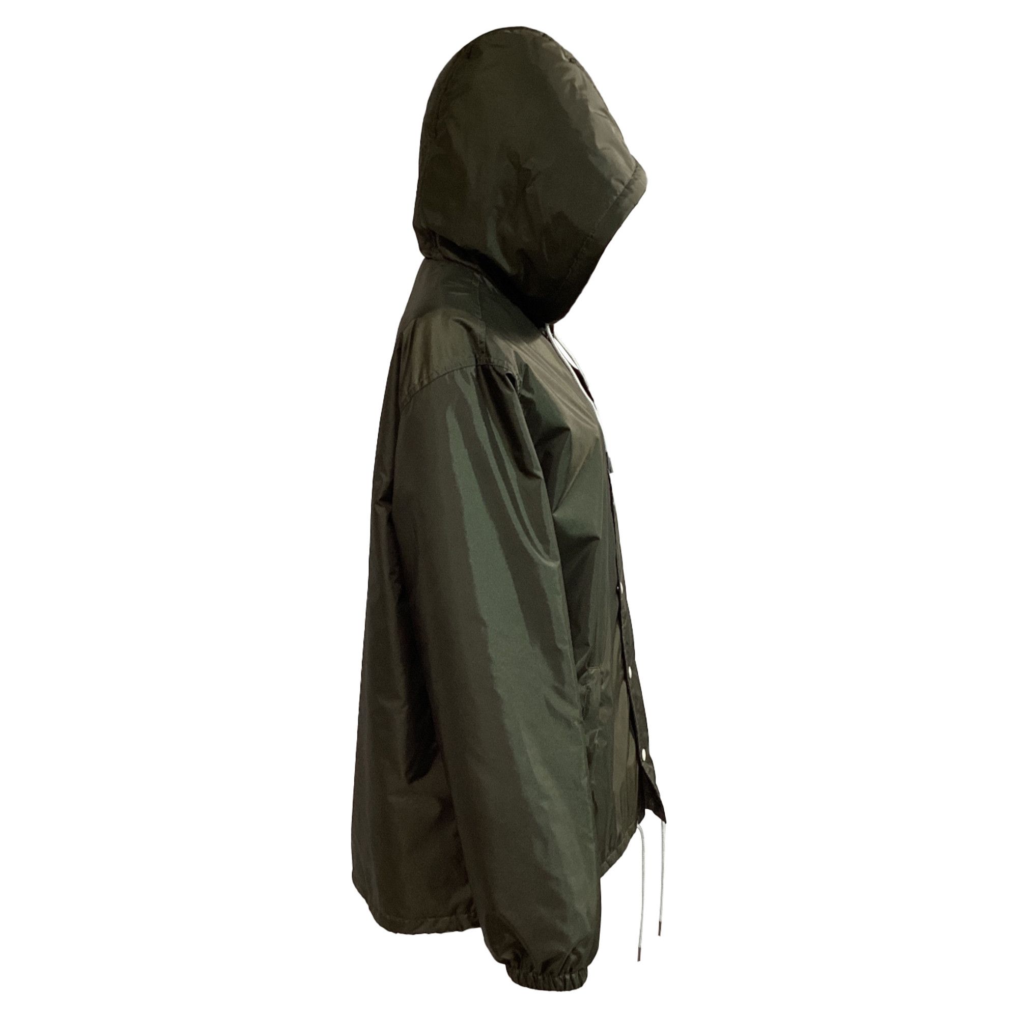 Celine Celine Logo-Print Hooded Jacket in Green Polyamide Size M / US 6-8 / IT 42-44 - 3 Thumbnail