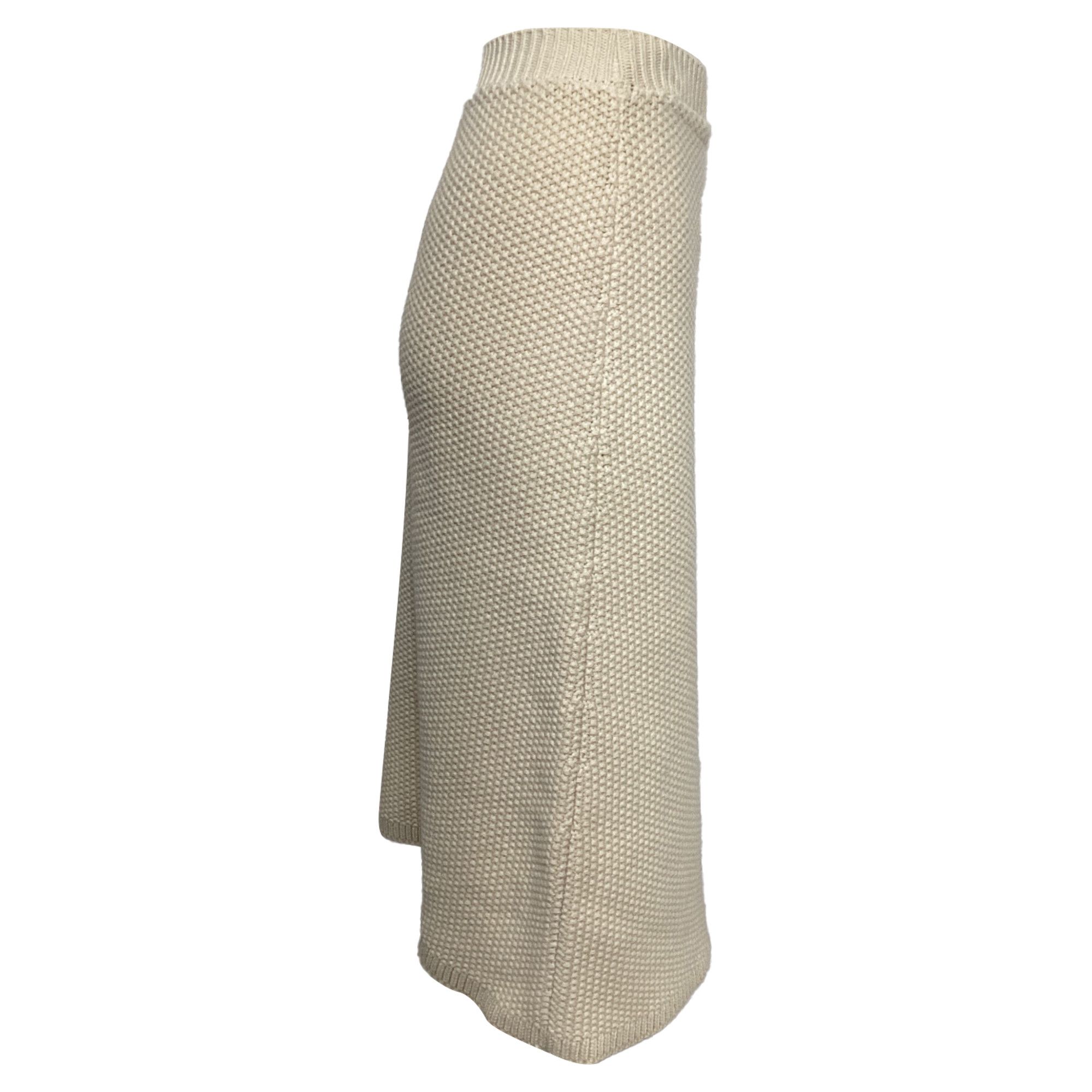 Chloe Chloé Midi Skirt In Ecru Recycled Cashmere Size 25" / US 0 / IT 36 - 2 Thumbnail