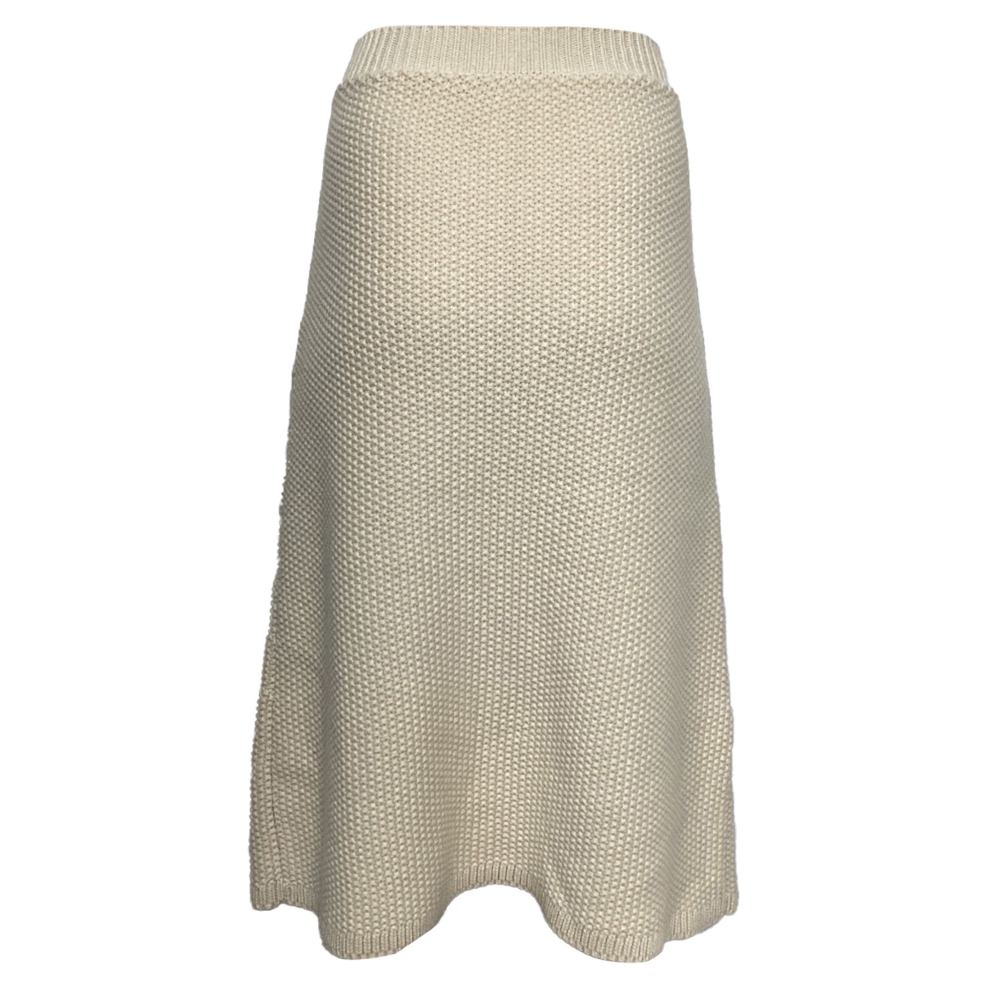 Chloe Chloé Midi Skirt In Ecru Recycled Cashmere Size 25" / US 0 / IT 36 - 3 Thumbnail