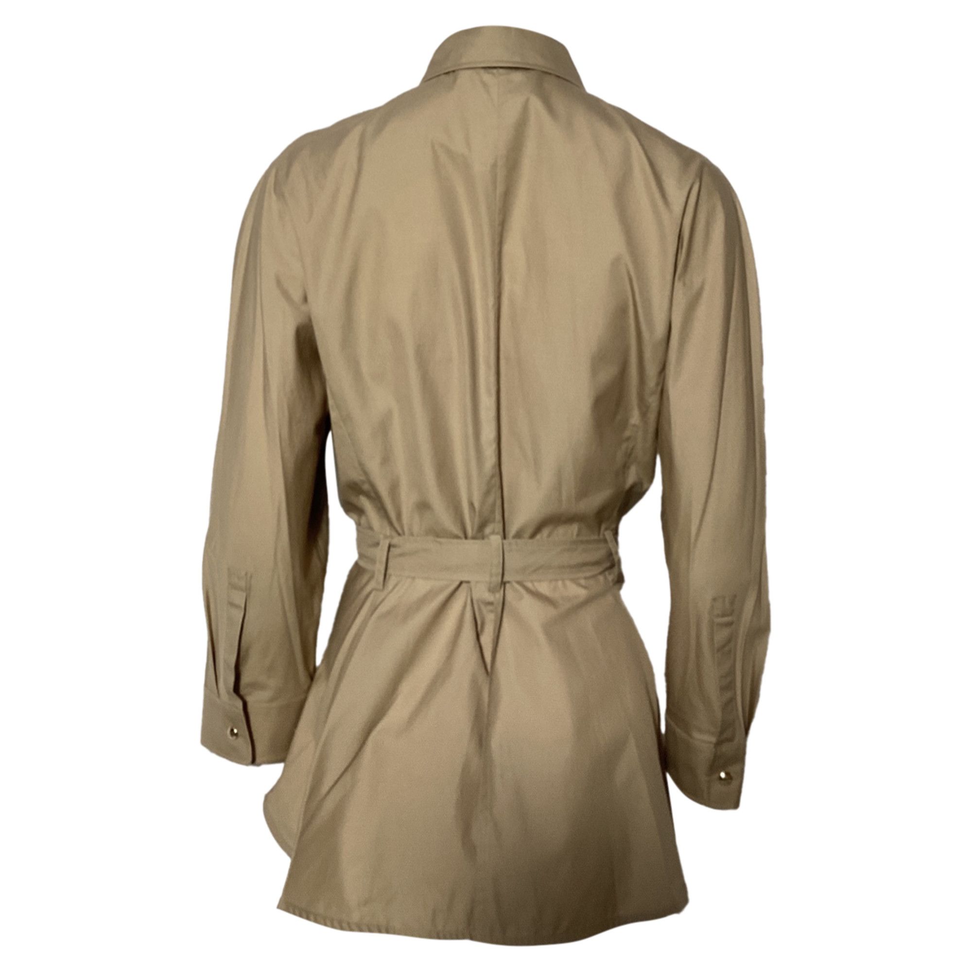 Max Mara Max Mara Cuneo Belted Shirt in Beige Cotton Size S / US 4 / IT 40 - 3 Thumbnail