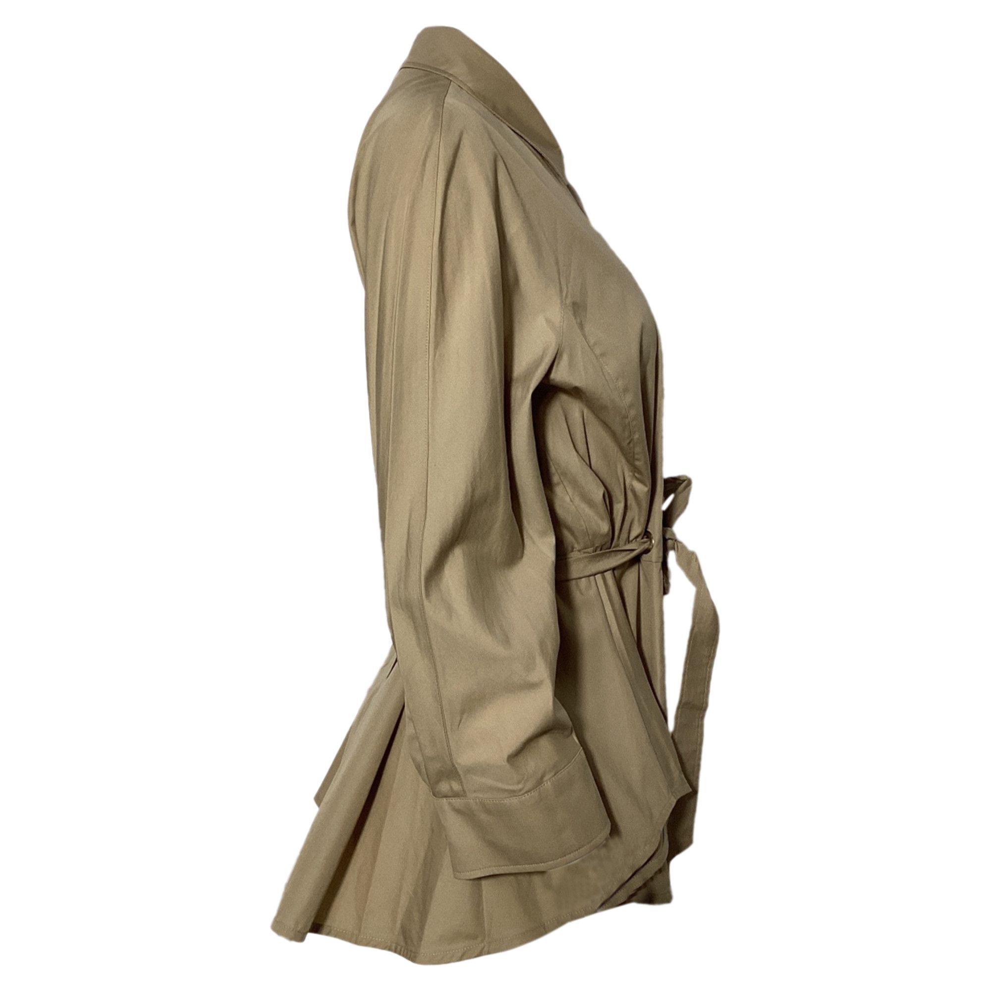 Max Mara Max Mara Cuneo Belted Shirt in Beige Cotton Size S / US 4 / IT 40 - 2 Thumbnail
