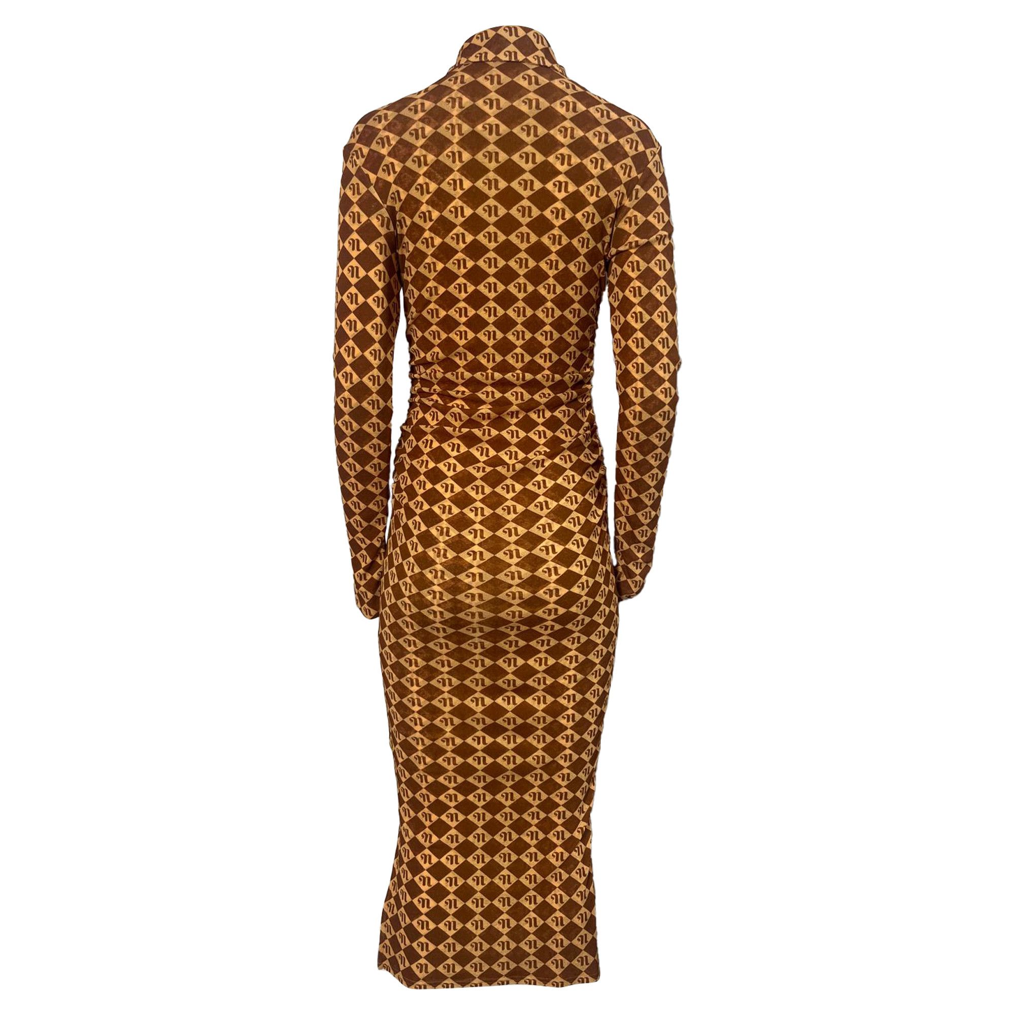 Nanushka Nanushka Monogram Print Midi Dress in Brown Recycled Polyest Size S / US 4 / IT 40 - 3 Thumbnail