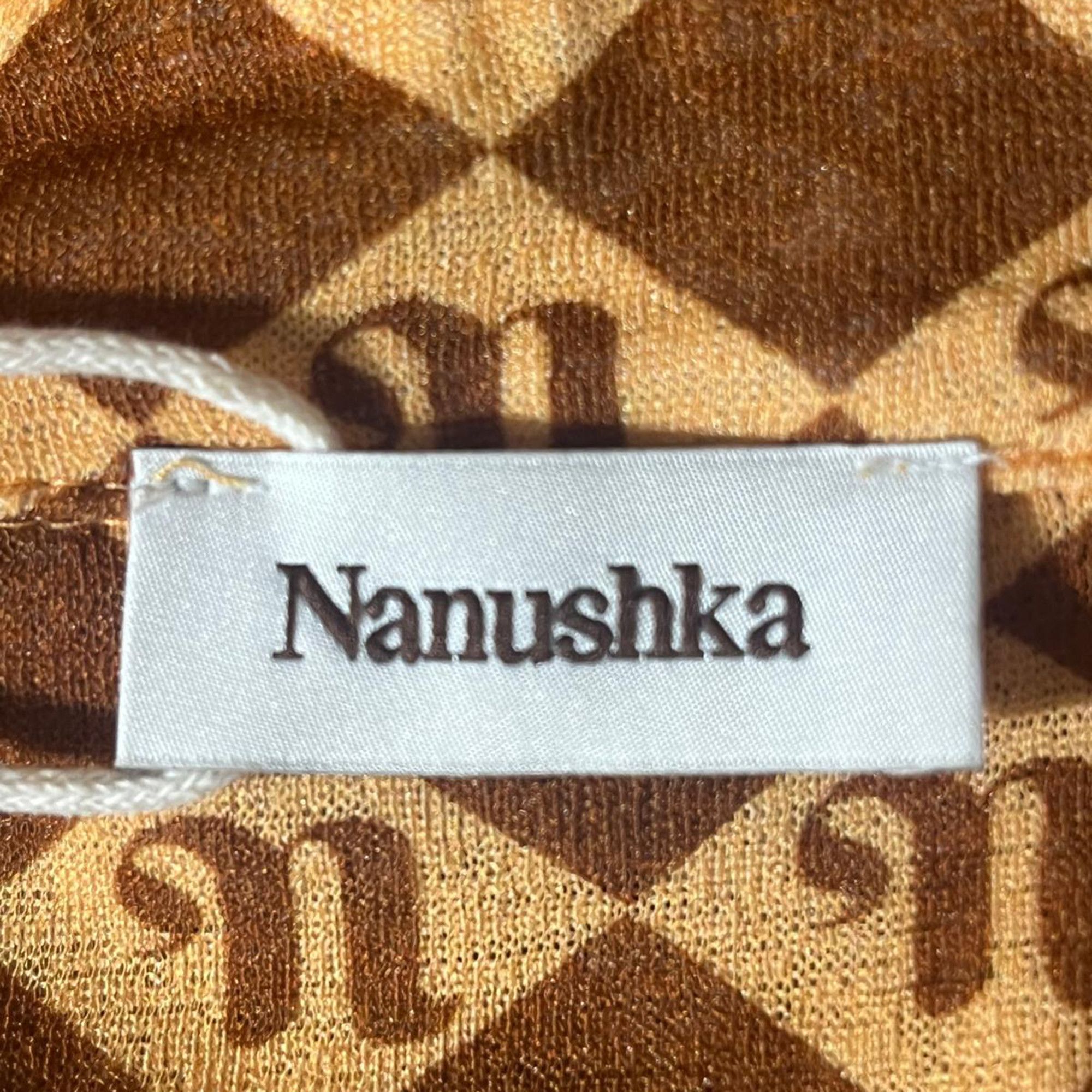 Nanushka Nanushka Monogram Print Midi Dress in Brown Recycled Polyest Size S / US 4 / IT 40 - 4 Thumbnail