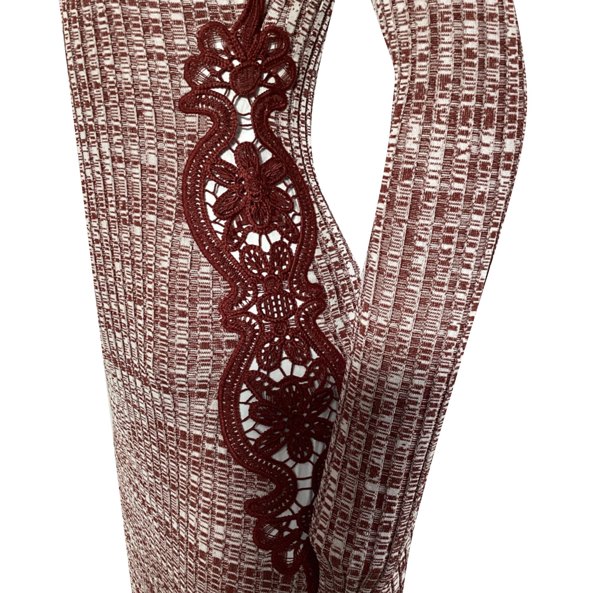 Self-Portrait Self-Portrait Guipure Lace-Trimmed Ribbed-Knit Maxi Dress in Size XXS / US 00 / IT 34 - 4 Thumbnail