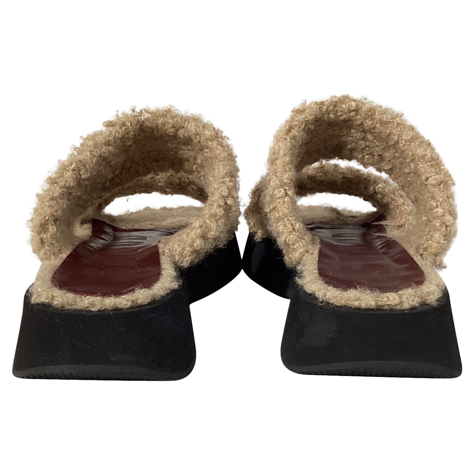 Staud Staud Siesta Shearling Slide Sandals in Brown Leather Size US 7.5 / IT 37.5 - 3 Thumbnail