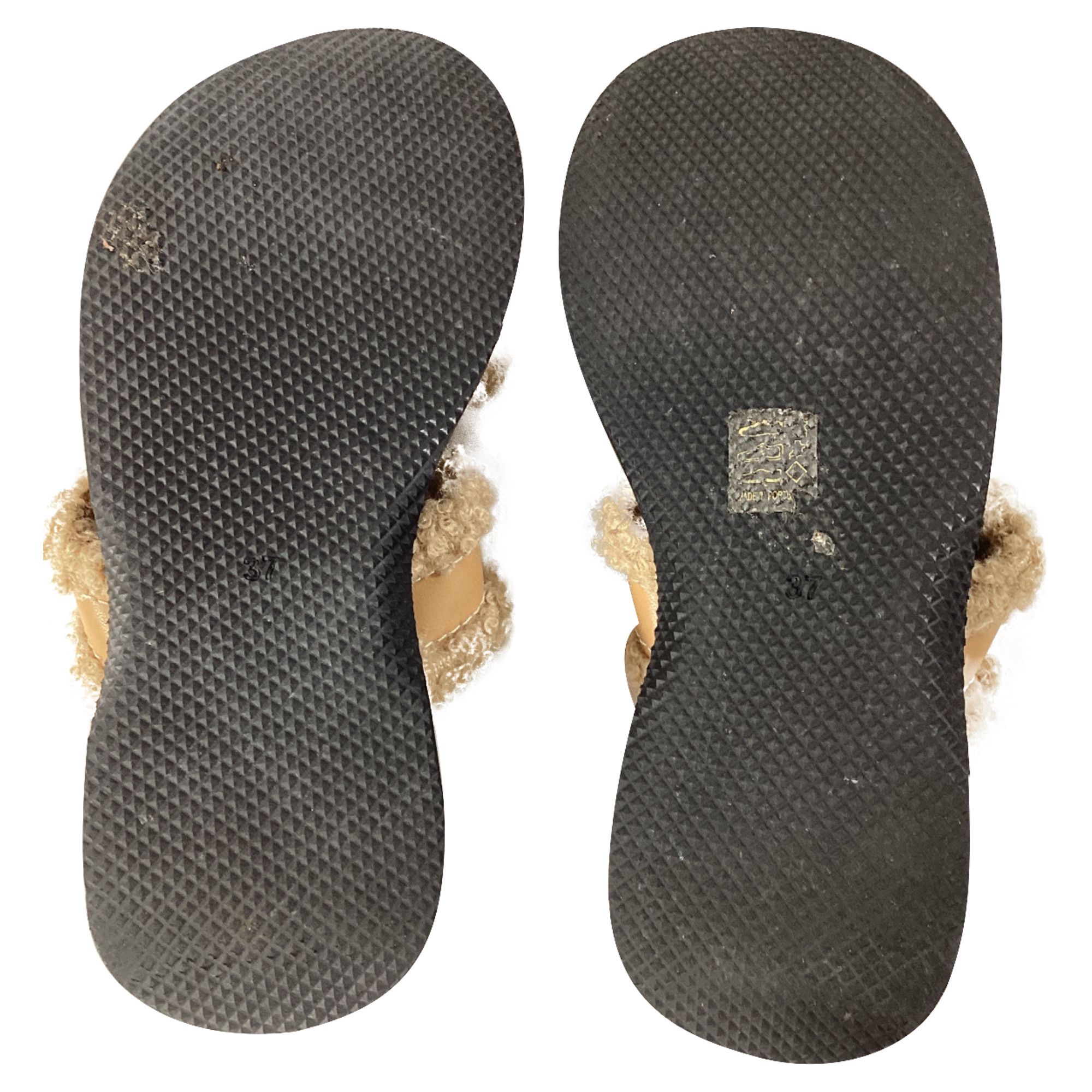 Staud Staud Siesta Shearling Slide Sandals in Brown Leather Size US 7.5 / IT 37.5 - 7 Thumbnail