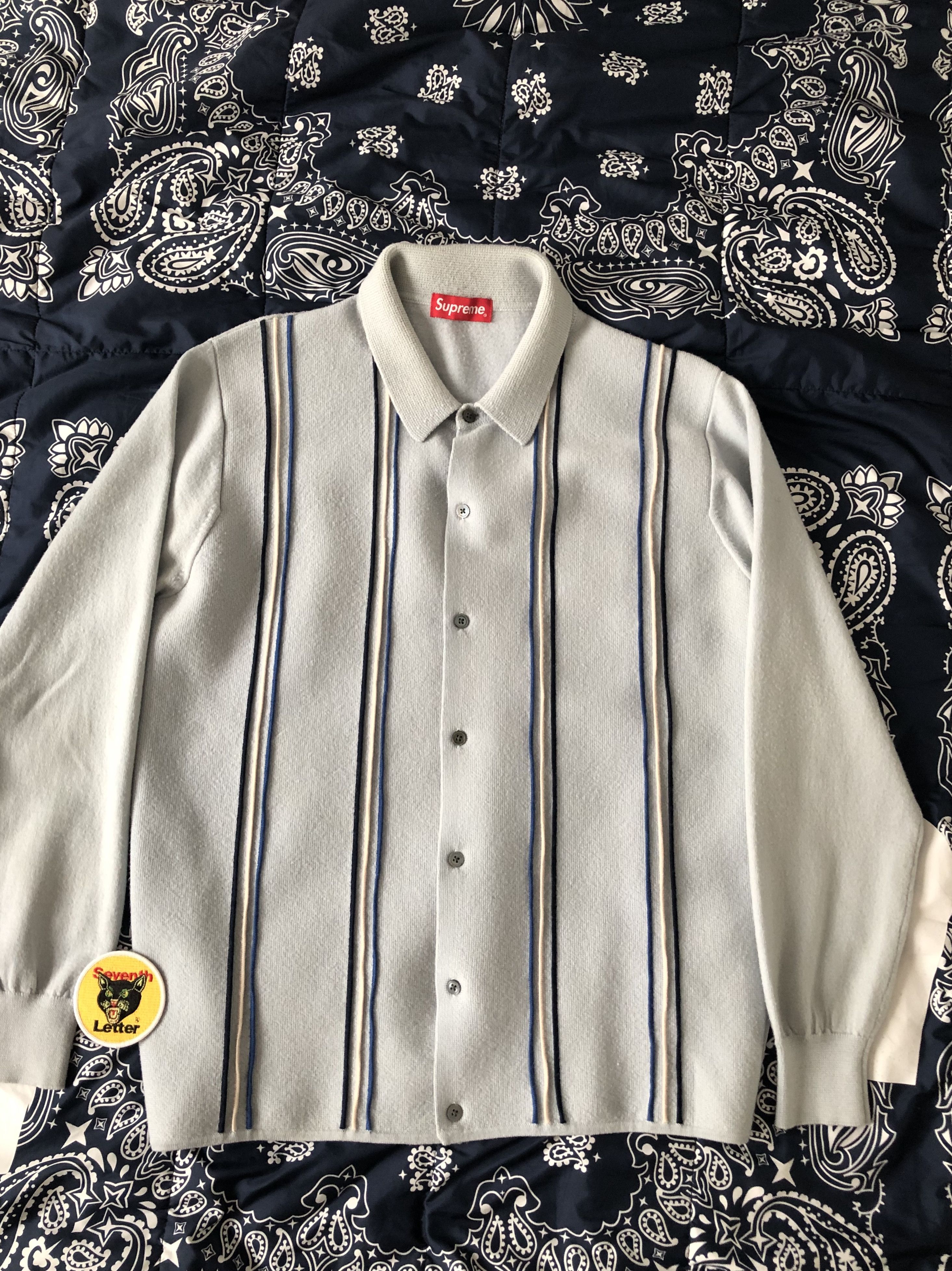 Supreme striped 2024 polo sweater