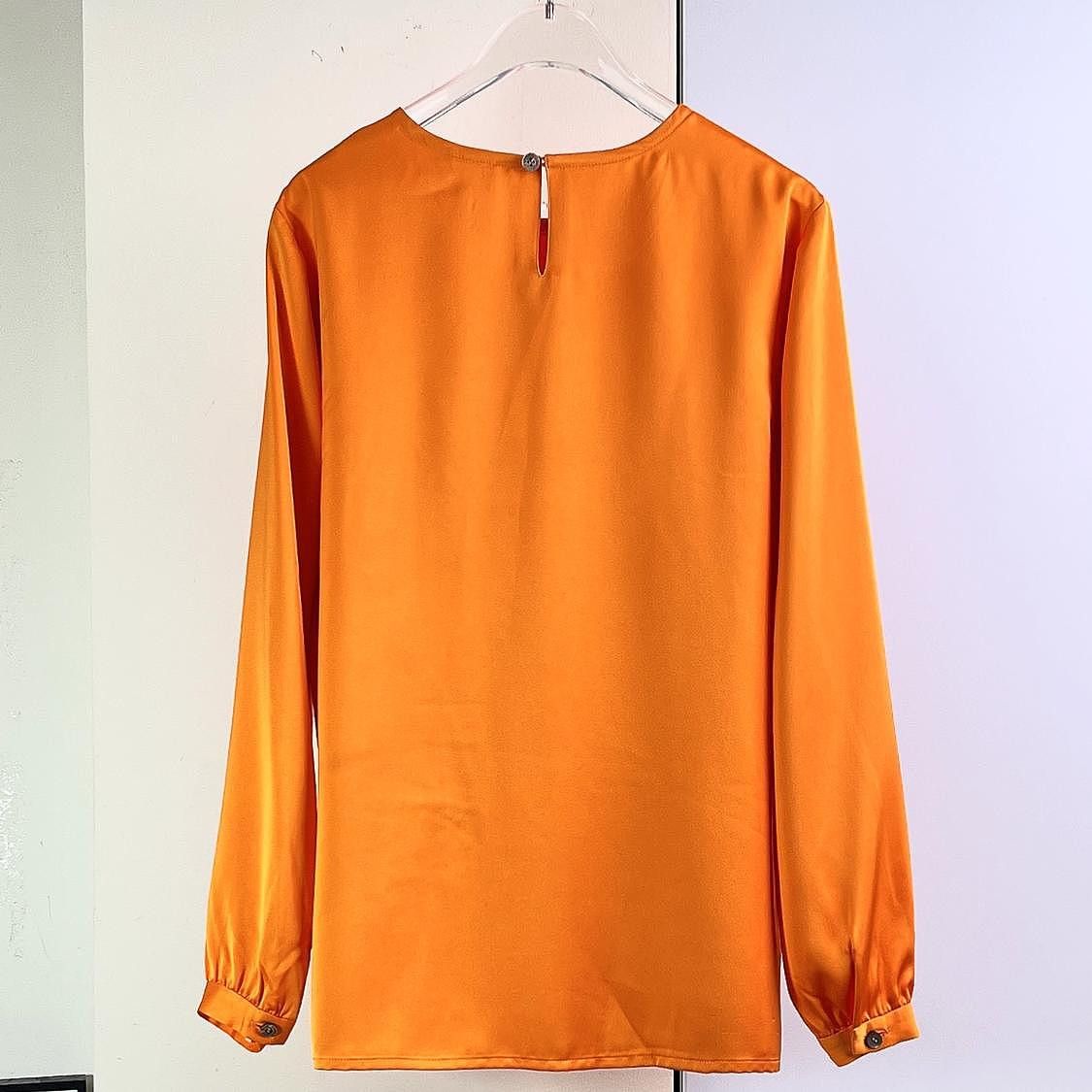Saint Laurent Paris Saint Laurent Orange Long Sleeve Blouse Size 38 Size S / US 4 / IT 40 - 2 Thumbnail