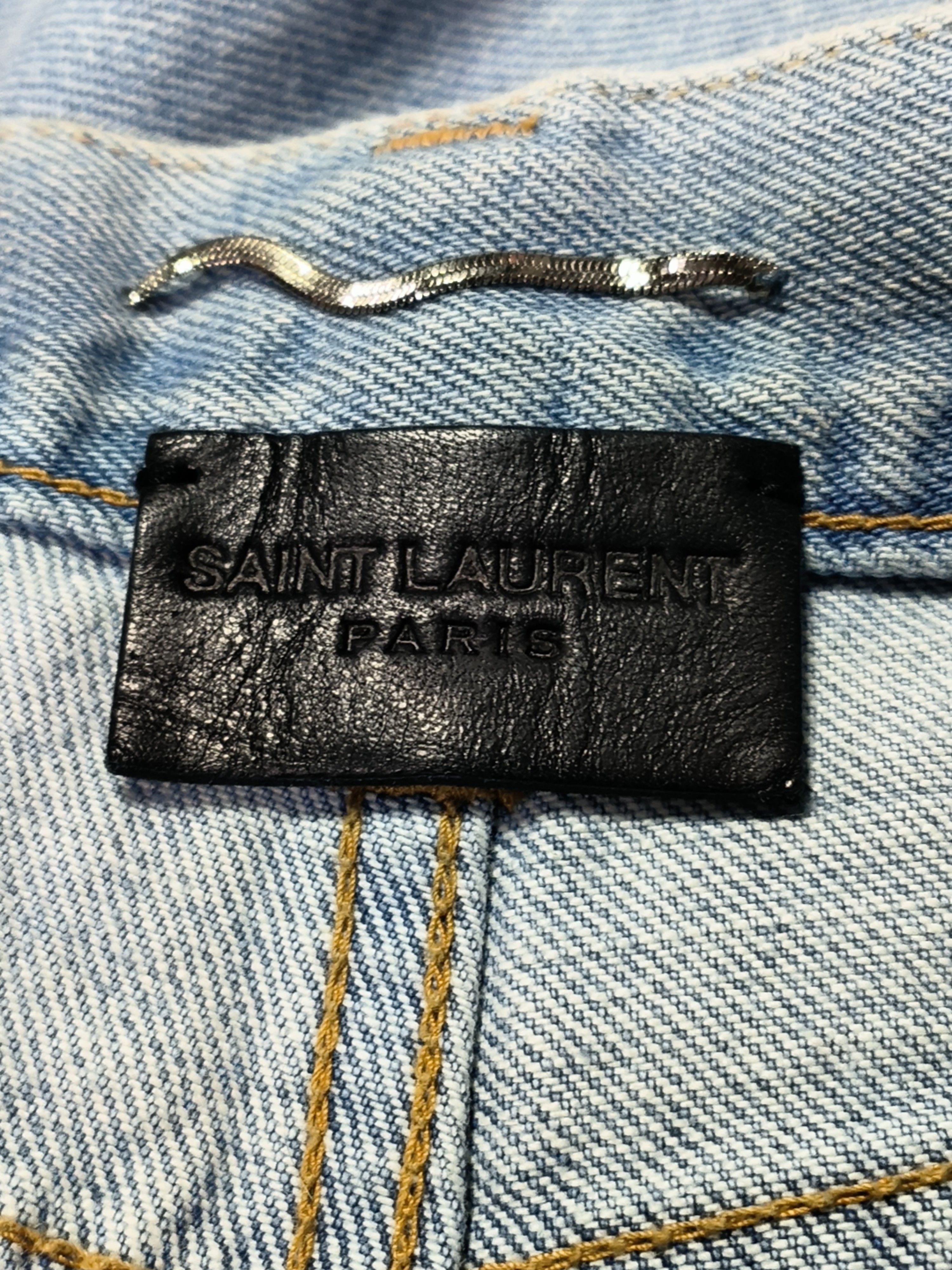 Saint Laurent Paris Saint Laurent Logo Patch Distressed Denim Jeans Size 29 Size US 29 - 3 Thumbnail