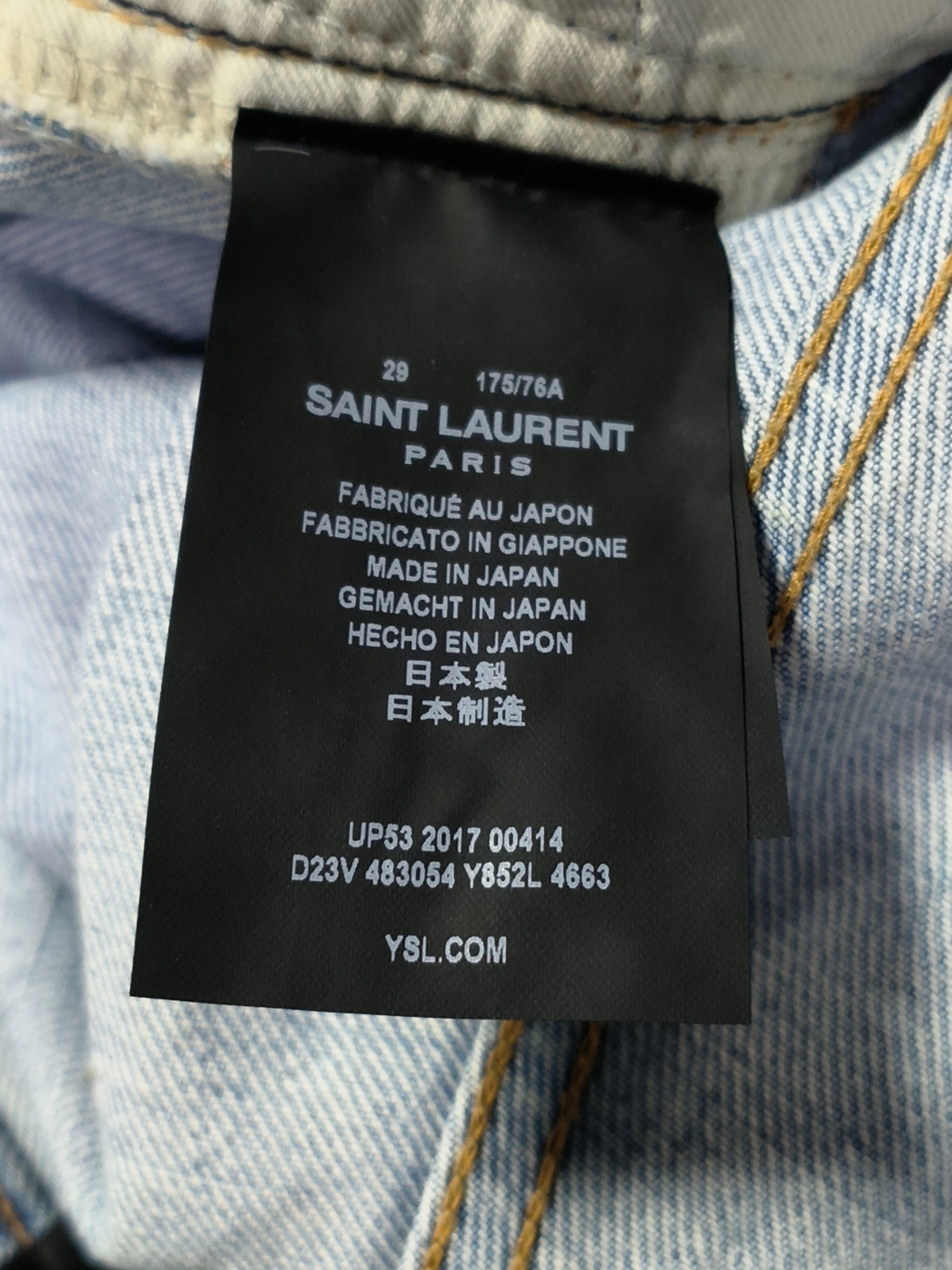 Saint Laurent Paris Saint Laurent Logo Patch Distressed Denim Jeans Size 29 Size US 29 - 4 Thumbnail