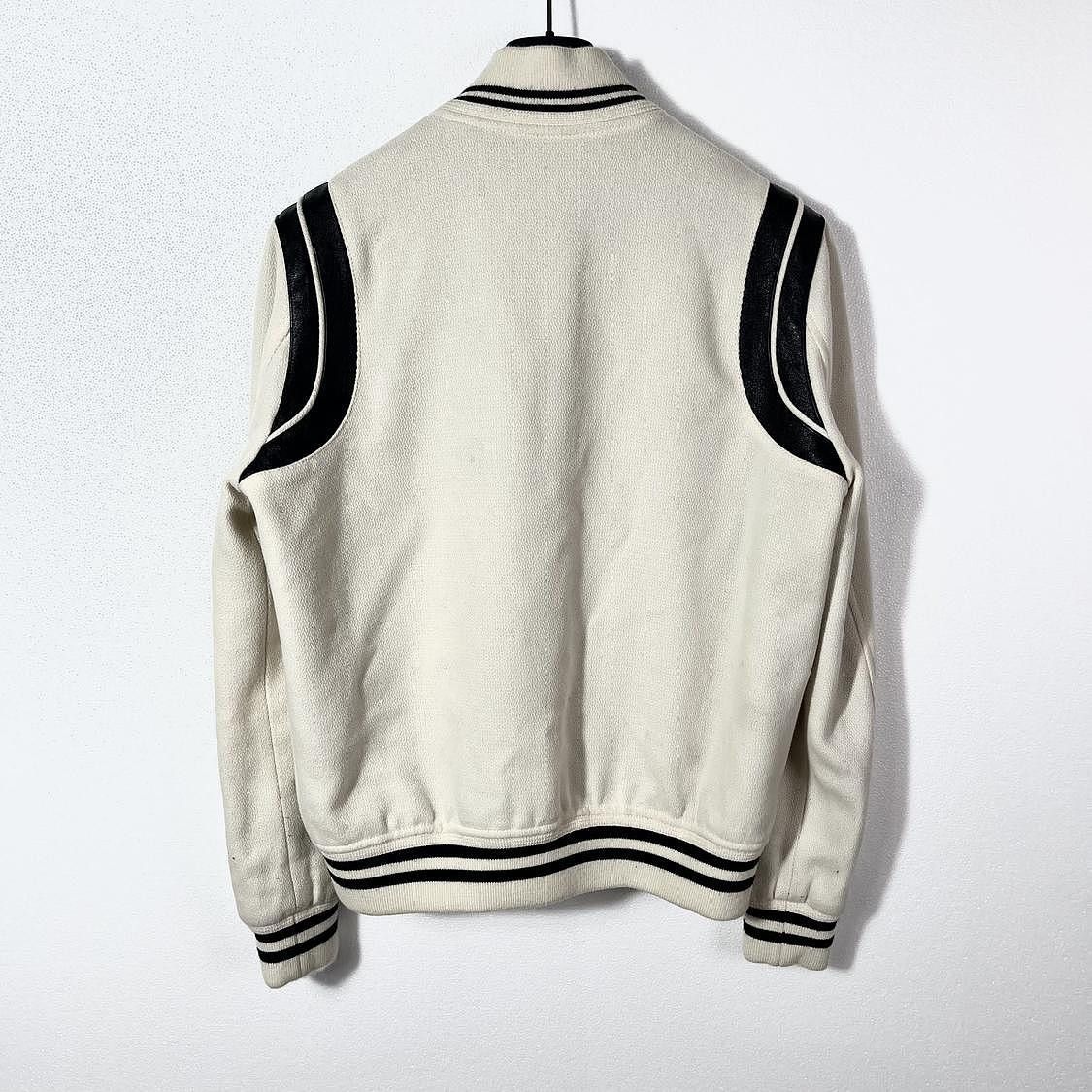 Saint Laurent Paris Saint Laurent Striped Wool Leather Bomber Jacket Size 48 Size US M / EU 48-50 / 2 - 2 Thumbnail