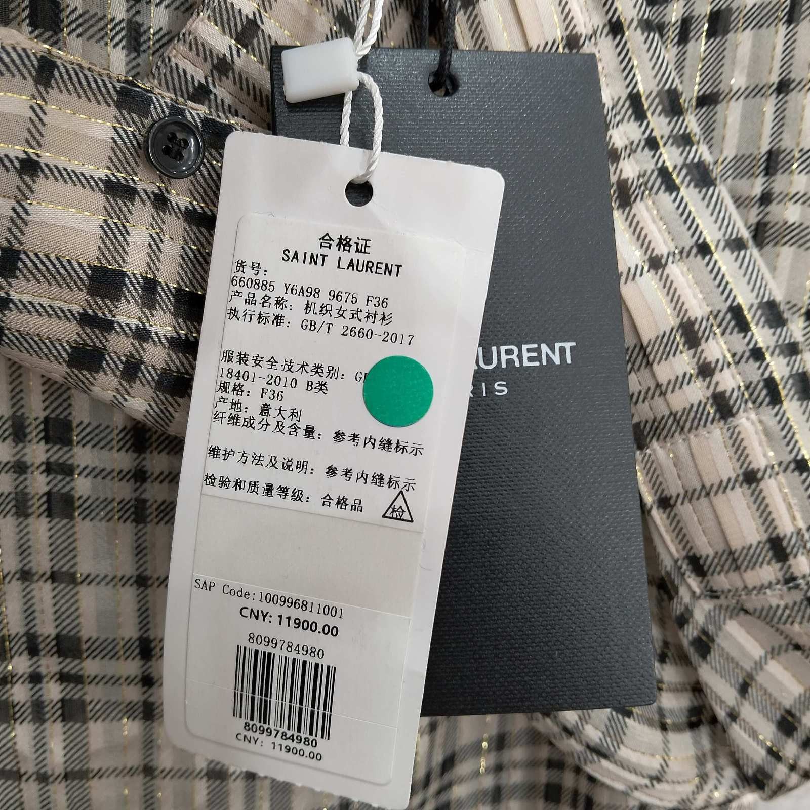 Saint Laurent Paris Saint Laurent Plaid Silk Tie-Neck Blouse Size 36 Size XS / US 0-2 / IT 36-38 - 5 Thumbnail