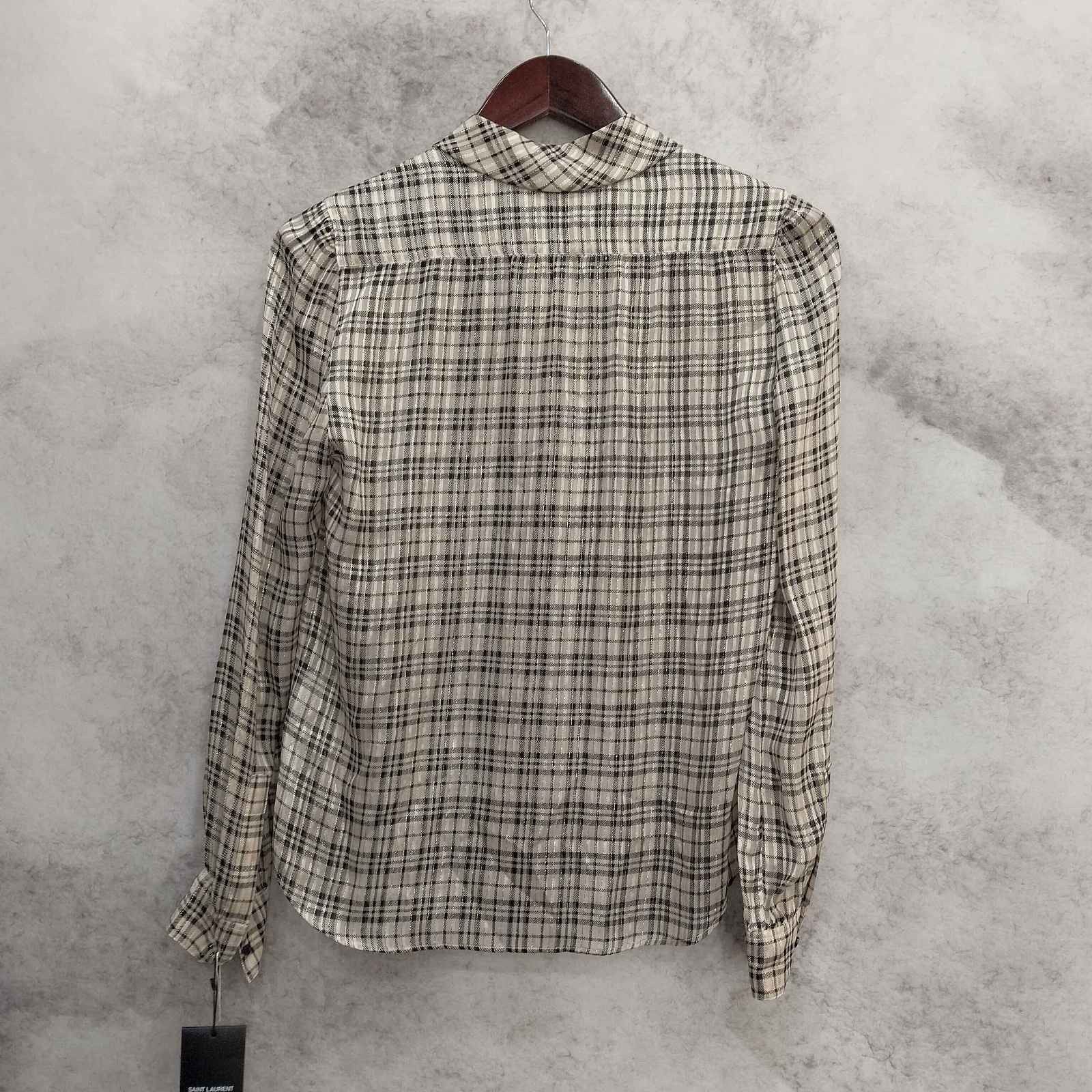 Saint Laurent Paris Saint Laurent Plaid Silk Tie-Neck Blouse Size 36 Size XS / US 0-2 / IT 36-38 - 2 Thumbnail
