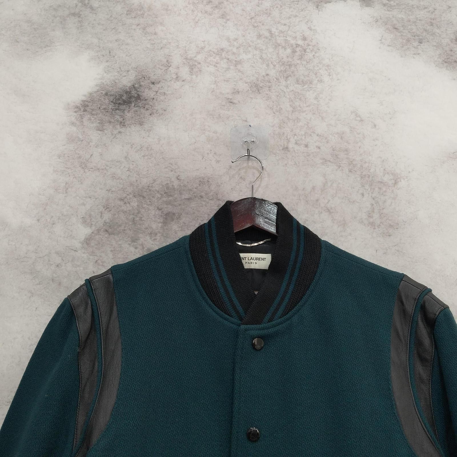 Saint Laurent Paris Saint Laurent Leather Trim Wool Bomber Jacket Size L Size US L / EU 52-54 / 3 - 6 Thumbnail