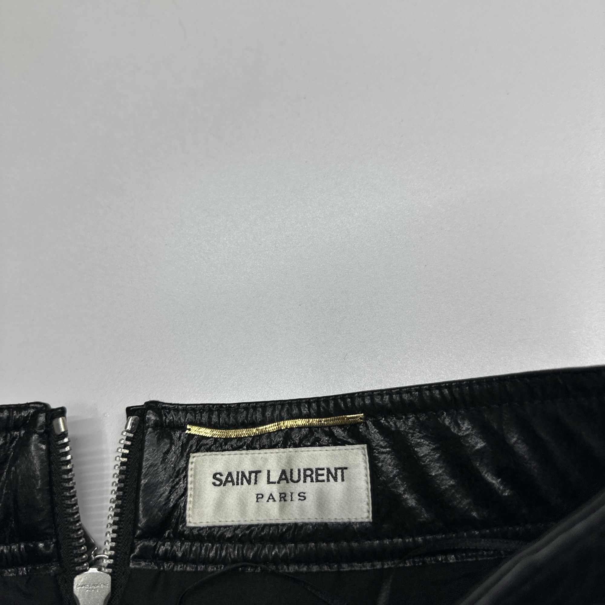 Saint Laurent Paris Saint Laurent Black Leather Mini Skirt Size 38 Size 27" / US 4 / IT 40 - 3 Thumbnail