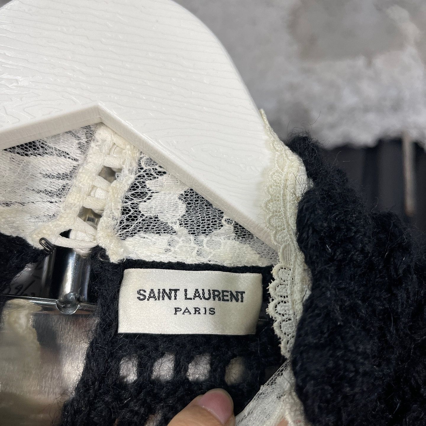 Saint Laurent Paris Saint Laurent Crochet Lace Collar Sweater Size L Size L / US 10 / IT 46 - 3 Thumbnail