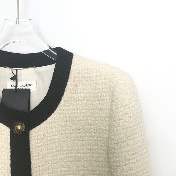 Saint Laurent Paris Saint Laurent Ivory Tweed Jacket Size 38 Size S / US 4 / IT 40 - 5 Thumbnail
