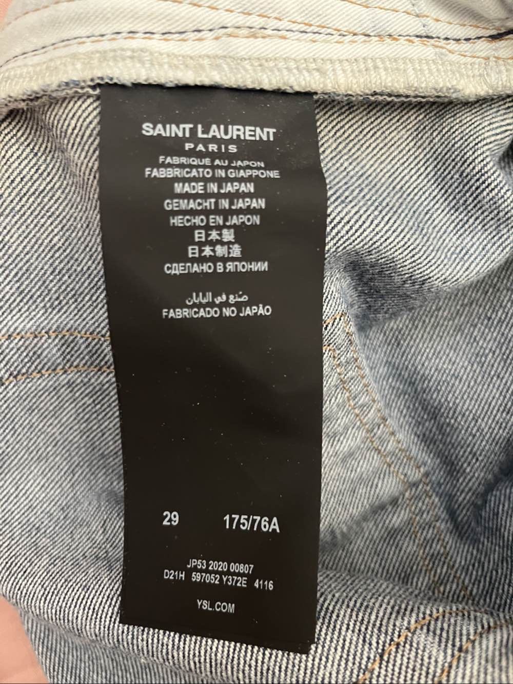 Saint Laurent Paris Saint Laurent Faded Denim Jeans Size 29 Size US 29 - 4 Thumbnail