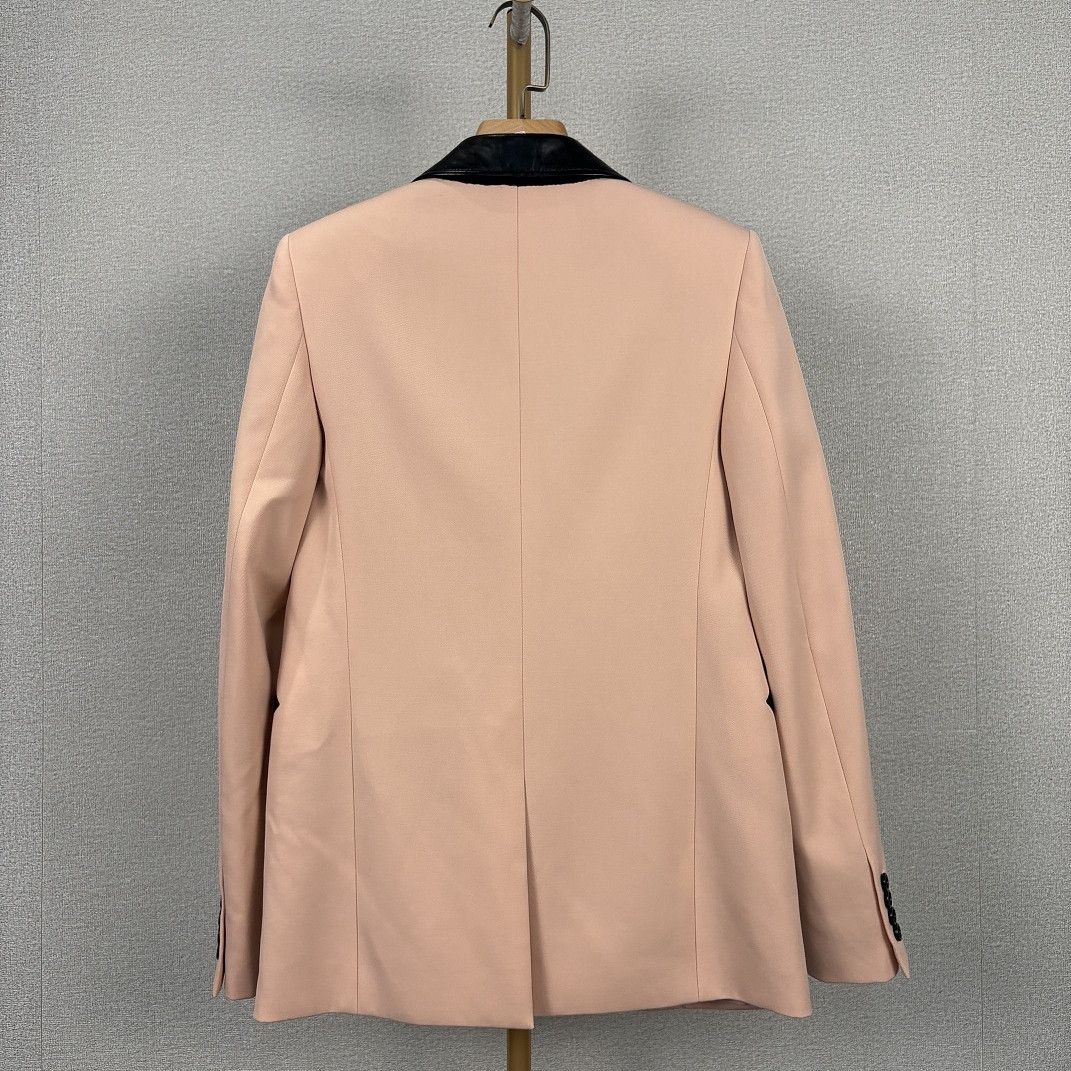 Saint Laurent Paris Saint Laurent Pink Wool Leather Trim Blazer Size F36 Size XS / US 0-2 / IT 36-38 - 2 Thumbnail