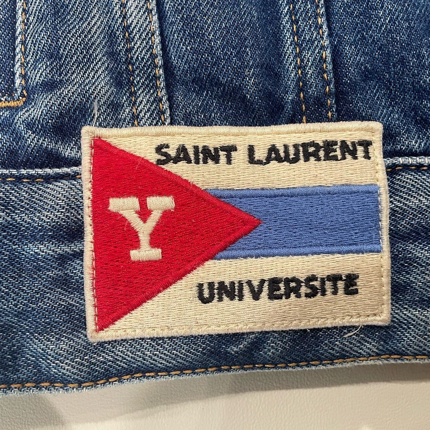Saint Laurent Paris Saint Laurent Patchwork Denim Jacket Size XS Size US XS / EU 42 / 0 - 12 Thumbnail