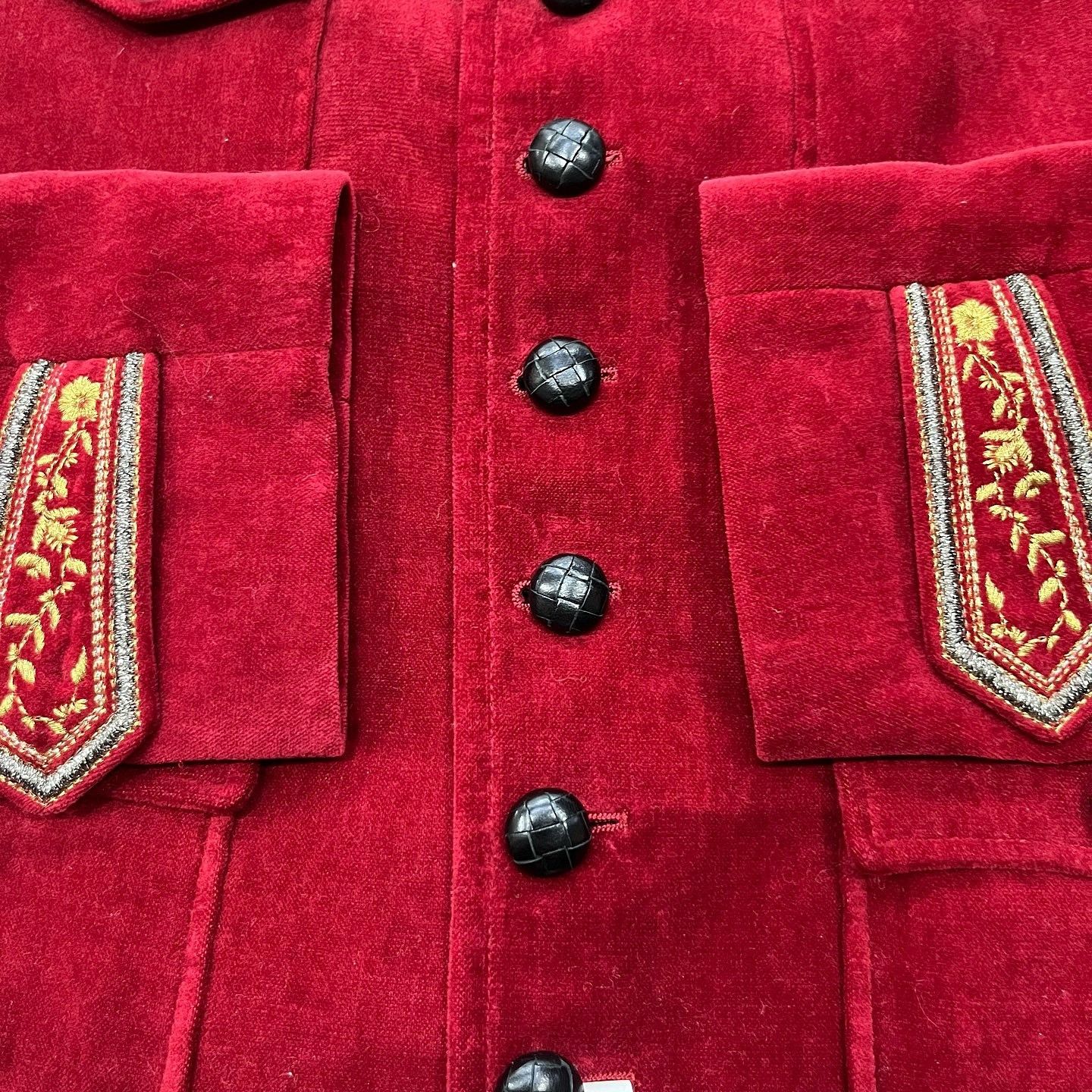Saint Laurent Paris Saint Laurent Red Velvet Embroidered Jacket Size 38 Size S / US 4 / IT 40 - 6 Thumbnail