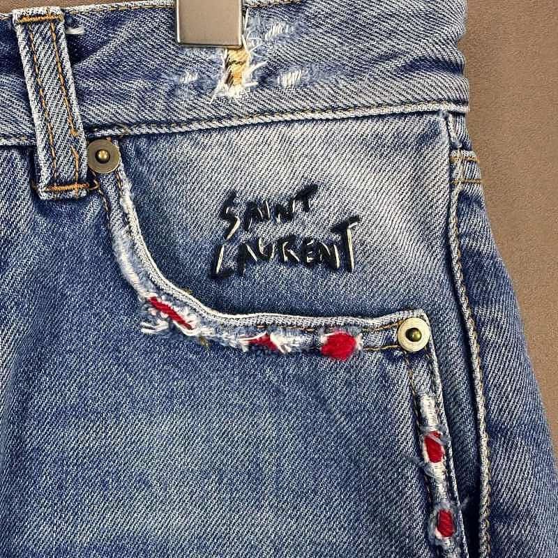 Saint Laurent Paris Saint Laurent Distressed Denim Shorts Size 26 Size 26" / US 2 / IT 38 - 9 Thumbnail
