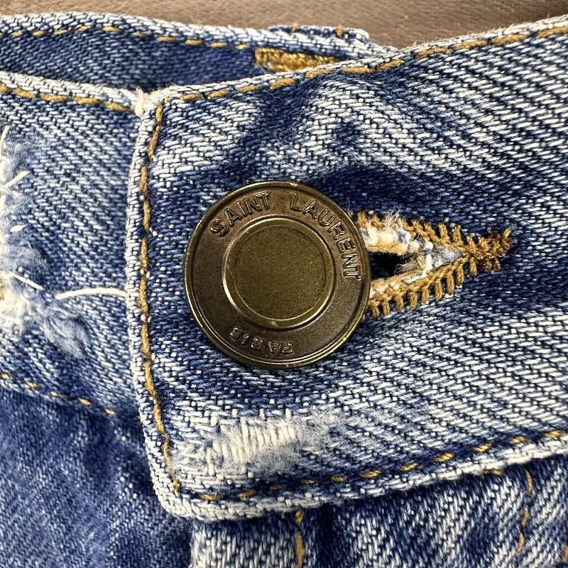 Saint Laurent Paris Saint Laurent Distressed Denim Shorts Size 26 Size 26" / US 2 / IT 38 - 8 Thumbnail