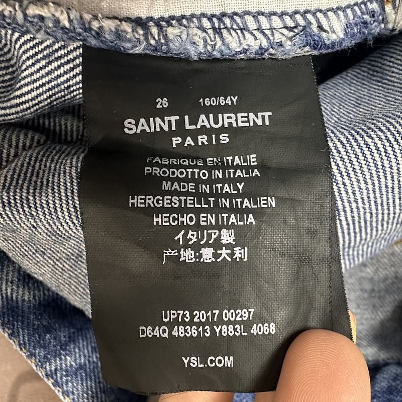 Saint Laurent Paris Saint Laurent Distressed Denim Shorts Size 26 Size 26" / US 2 / IT 38 - 5 Thumbnail