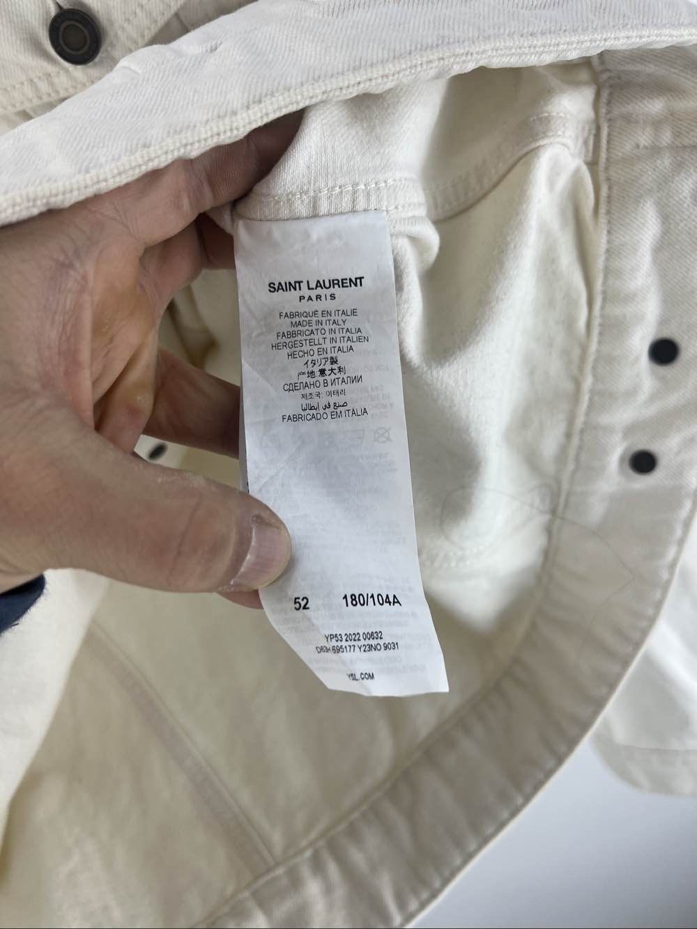 Saint Laurent Paris Saint Laurent White Cotton Denim Jacket Size L Size US L / EU 52-54 / 3 - 4 Thumbnail