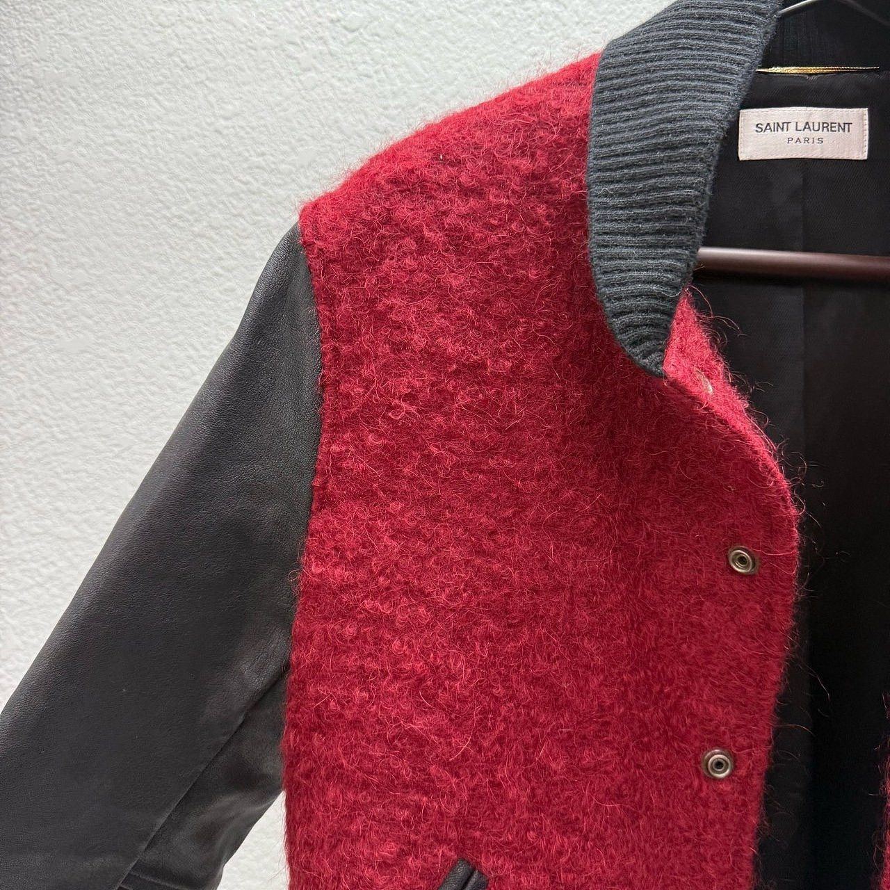 Saint Laurent Paris Saint Laurent Red Wool Leather Varsity Jacket Size 38 Size S / US 4 / IT 40 - 5 Thumbnail