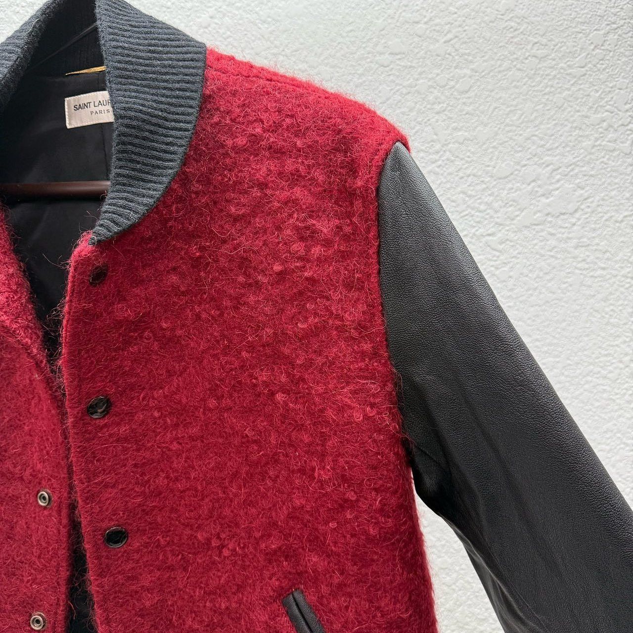 Saint Laurent Paris Saint Laurent Red Wool Leather Varsity Jacket Size 38 Size S / US 4 / IT 40 - 6 Thumbnail