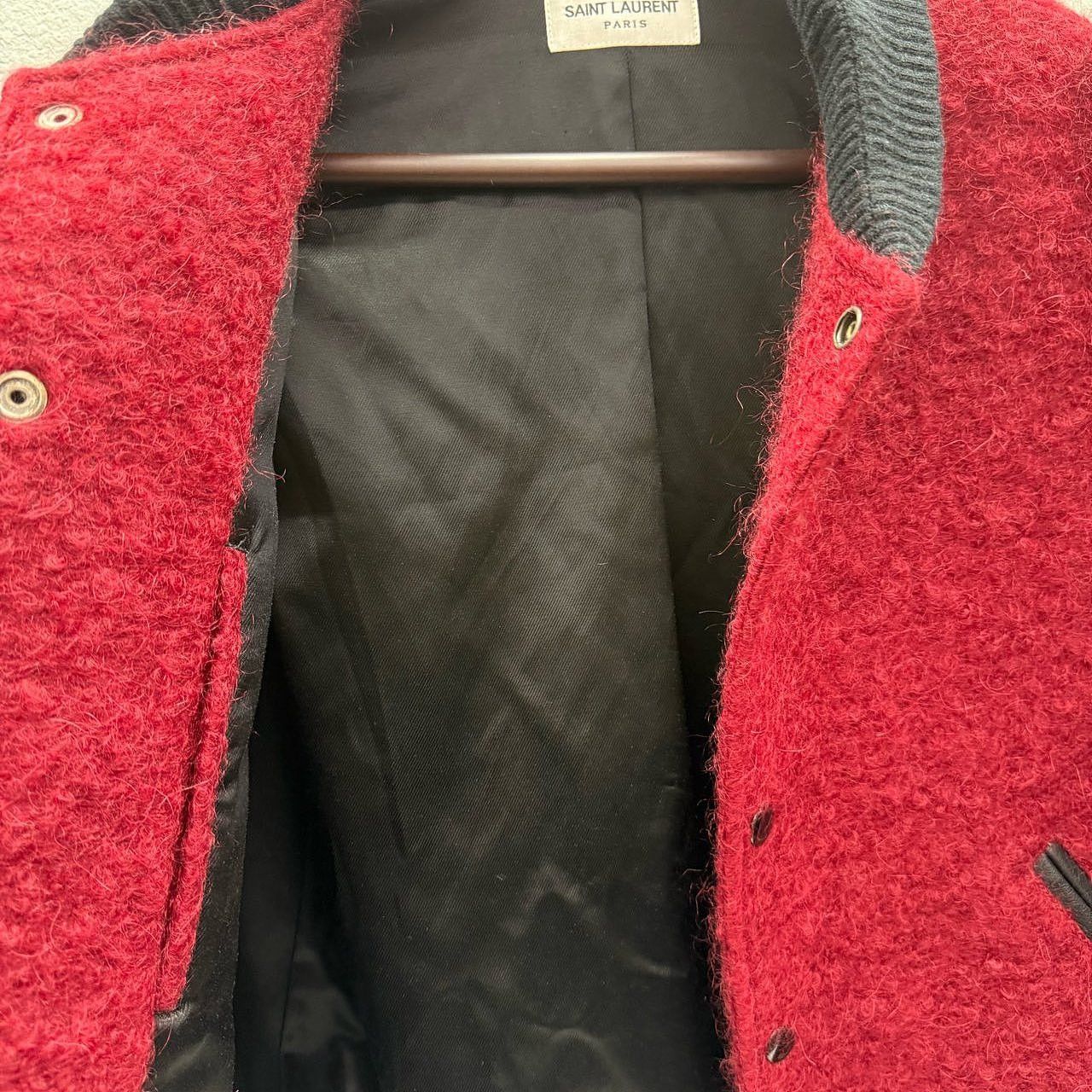 Saint Laurent Paris Saint Laurent Red Wool Leather Varsity Jacket Size 38 Size S / US 4 / IT 40 - 7 Thumbnail