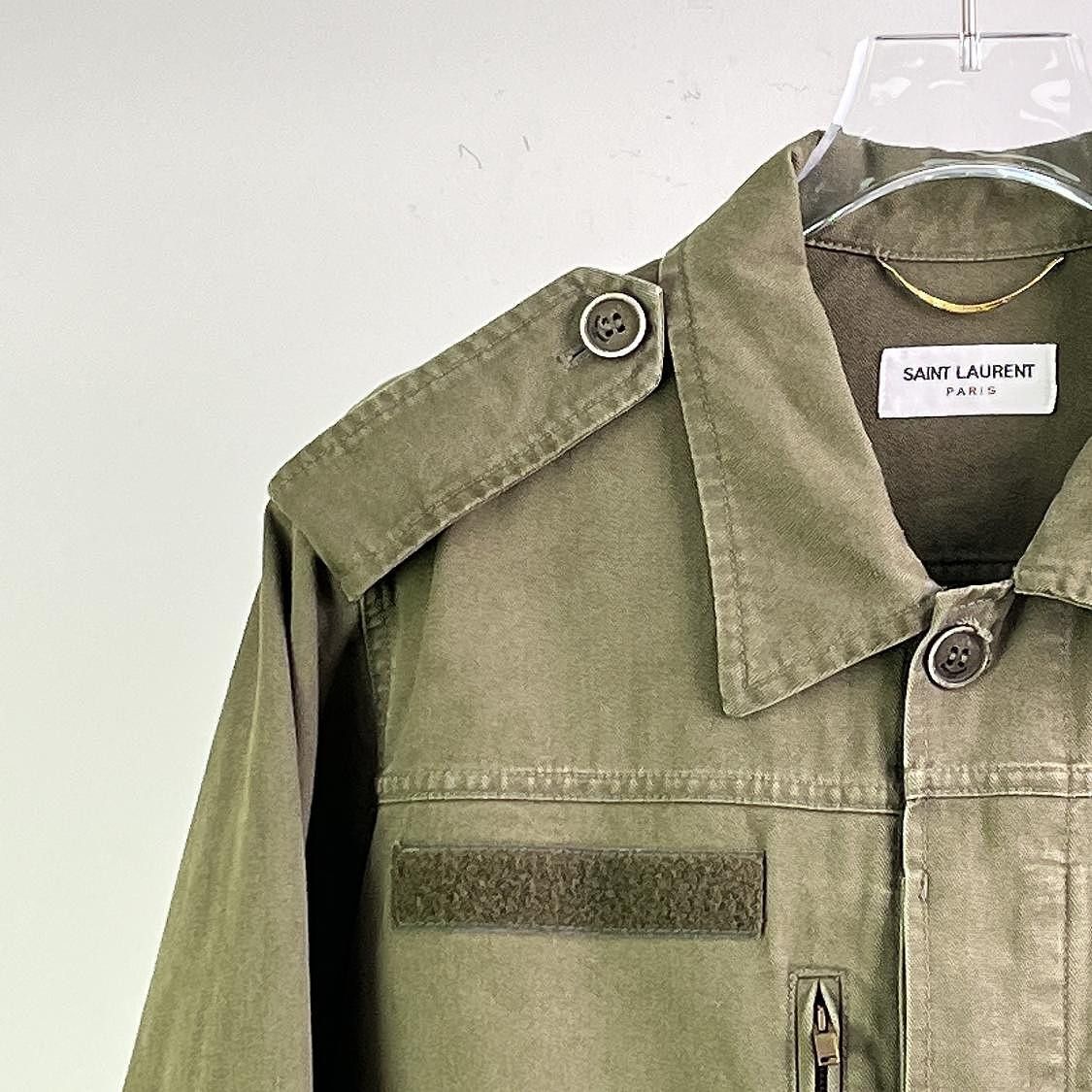 Saint Laurent Paris Saint Laurent Military Cotton Linen Jacket Size M Size US S / EU 44-46 / 1 - 6 Thumbnail