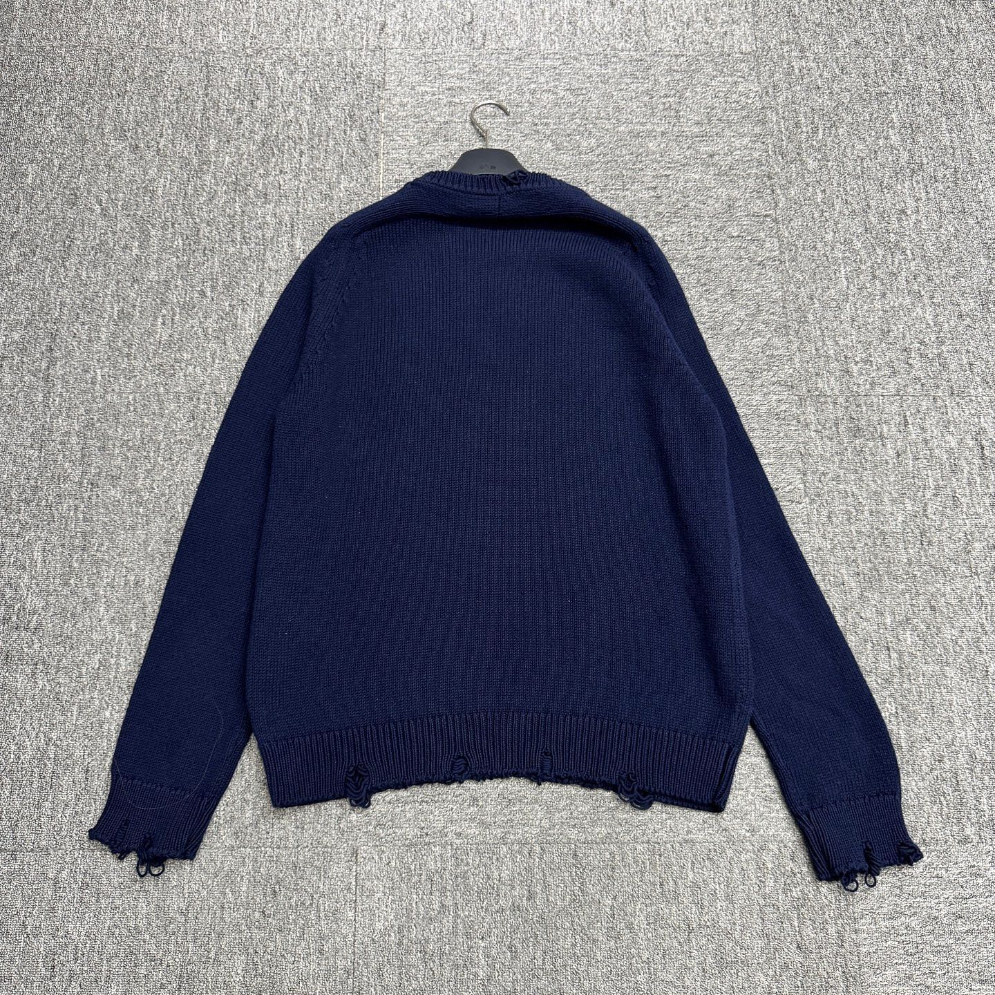 Saint Laurent Paris Saint Laurent Distressed Knit Sweater Navy XXL Size US XXL / EU 58 / 5 - 2 Thumbnail