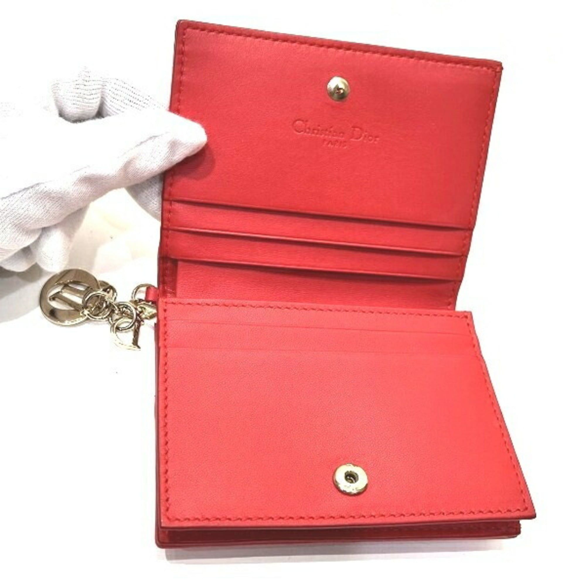 Dior Christian Dior Dior Cannage 43-MA-0128 Bi-fold Wallet with Charm for Women Size ONE SIZE - 3 Thumbnail