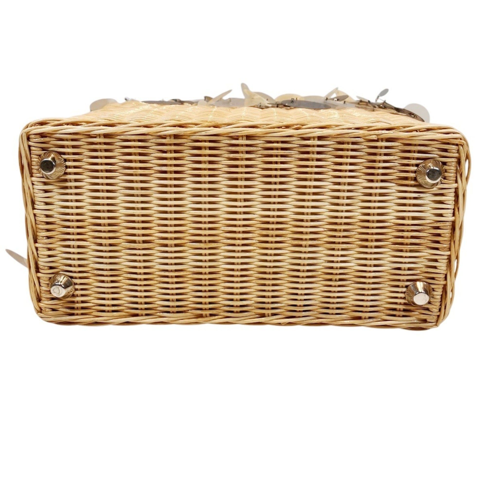Prada Prada wicker basket bag handbag rattan cotton sequin Size ONE SIZE - 3 Thumbnail