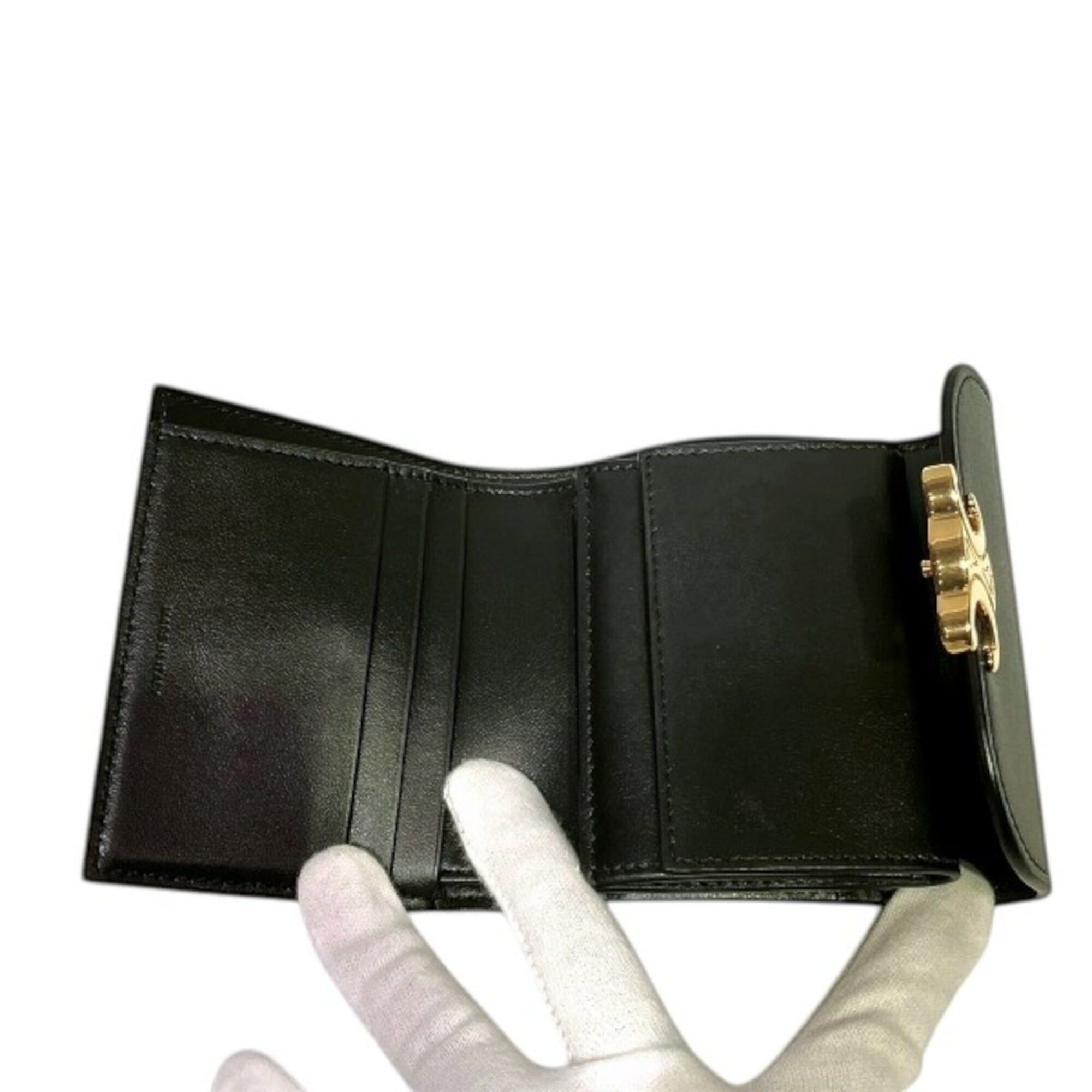 Celine Celine Small Flap Wallet Tri-fold Triomphe Calfskin 10D783DPV Size ONE SIZE - 3 Thumbnail