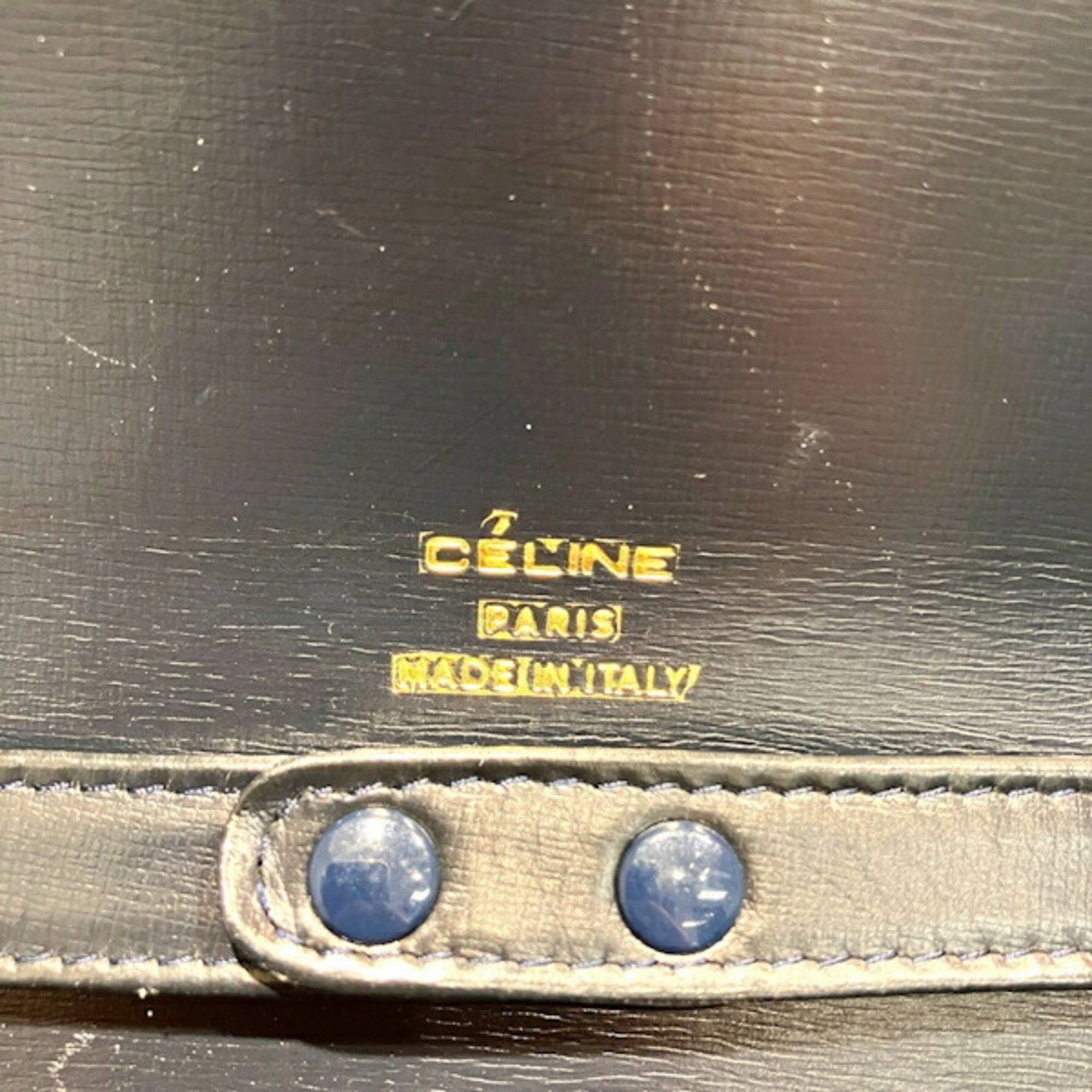 Celine Celine Carriage Hardware Navy Leather Handbag Shoulder Bag for Women Size ONE SIZE - 4 Thumbnail