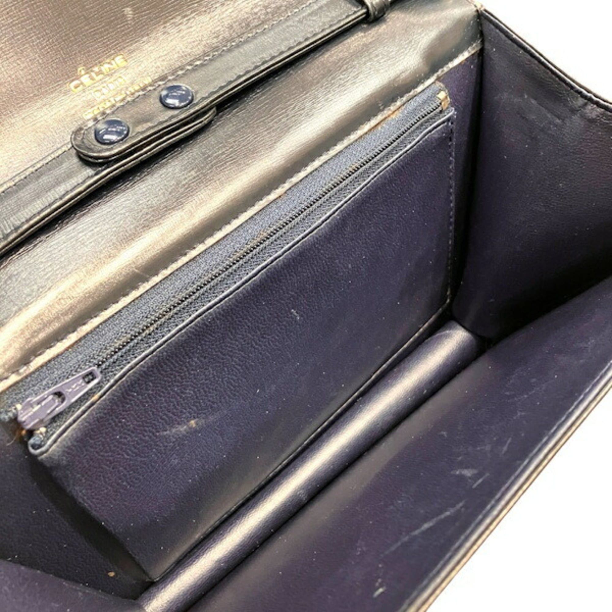 Celine Celine Carriage Hardware Navy Leather Handbag Shoulder Bag for Women Size ONE SIZE - 8 Thumbnail