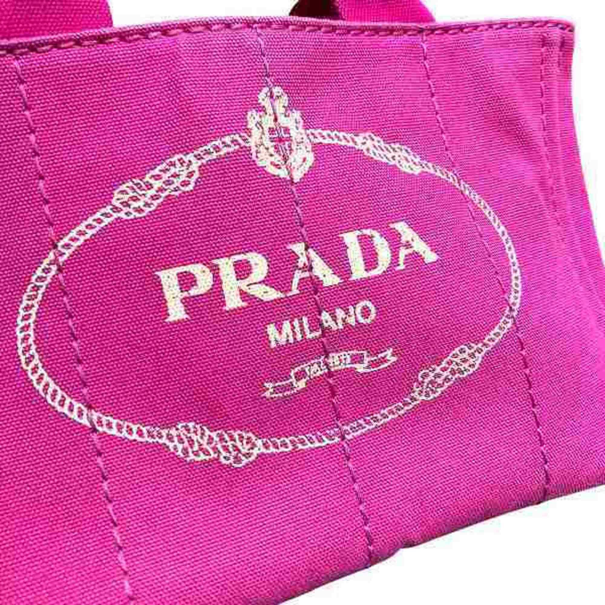 Prada Prada Canapa B2439 Pink Canvas Handbag Tote Bag for Women Size ONE SIZE - 7 Thumbnail