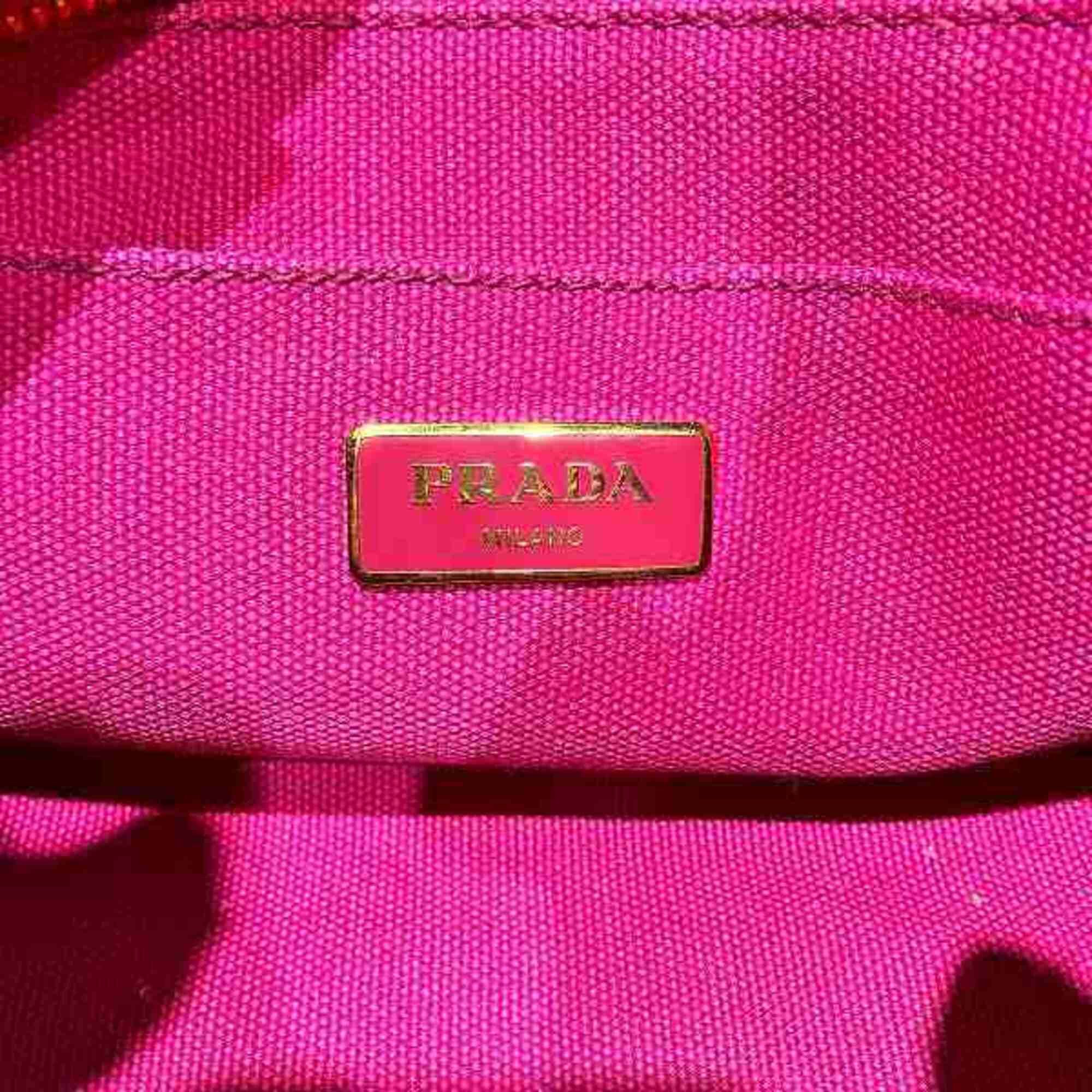 Prada Prada Canapa B2439 Pink Canvas Handbag Tote Bag for Women Size ONE SIZE - 4 Thumbnail