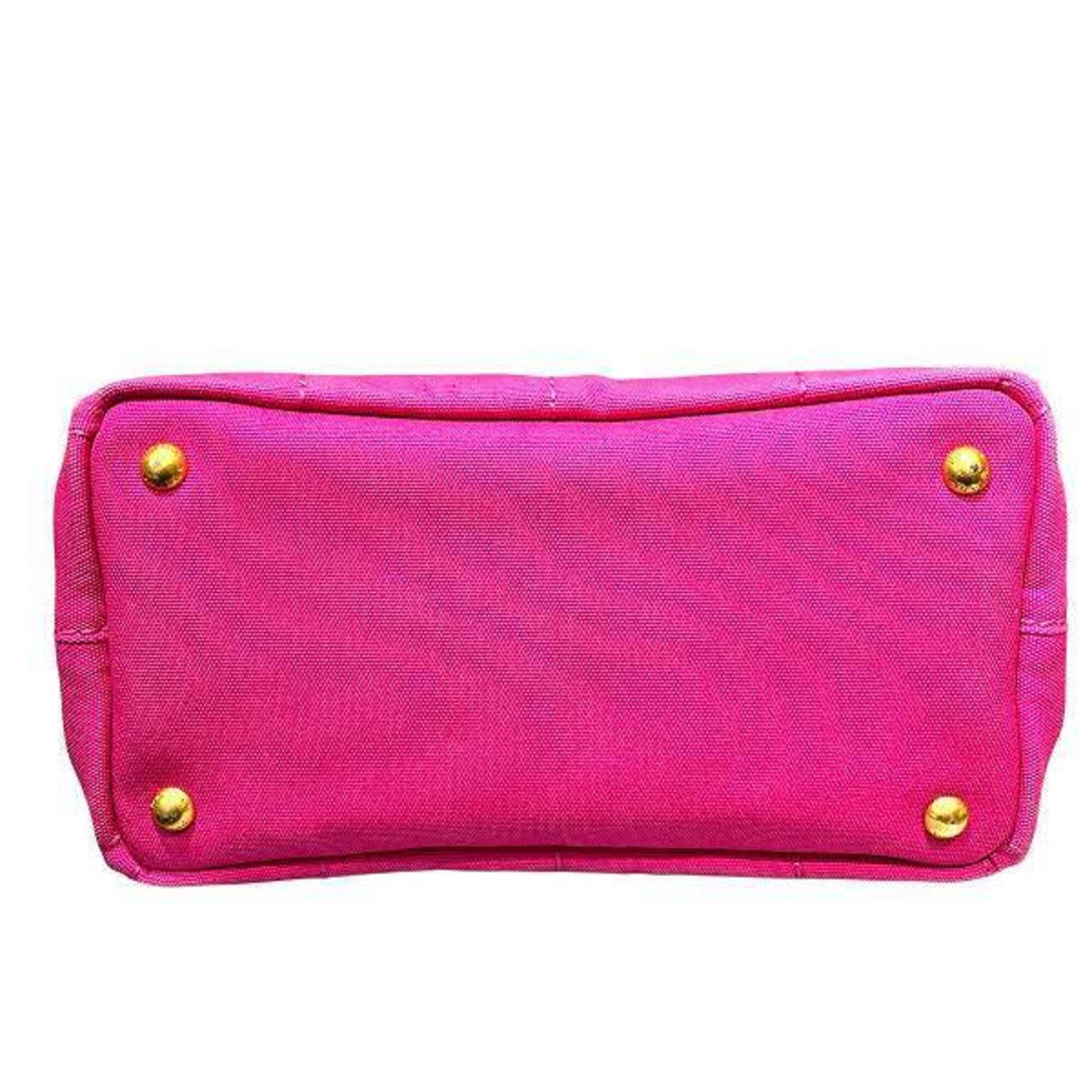 Prada Prada Canapa B2439 Pink Canvas Handbag Tote Bag for Women Size ONE SIZE - 3 Thumbnail