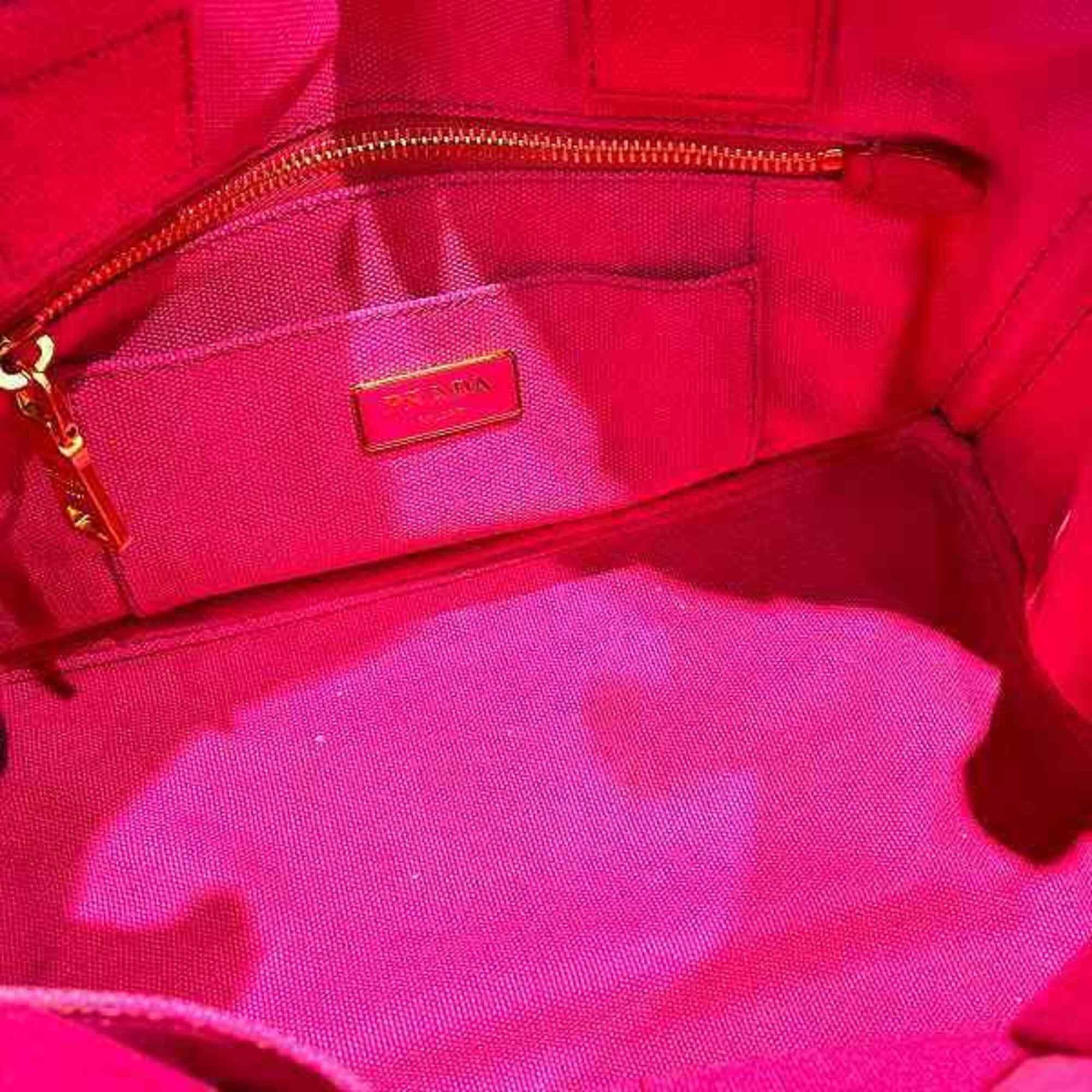 Prada Prada Canapa B2439 Pink Canvas Handbag Tote Bag for Women Size ONE SIZE - 6 Thumbnail