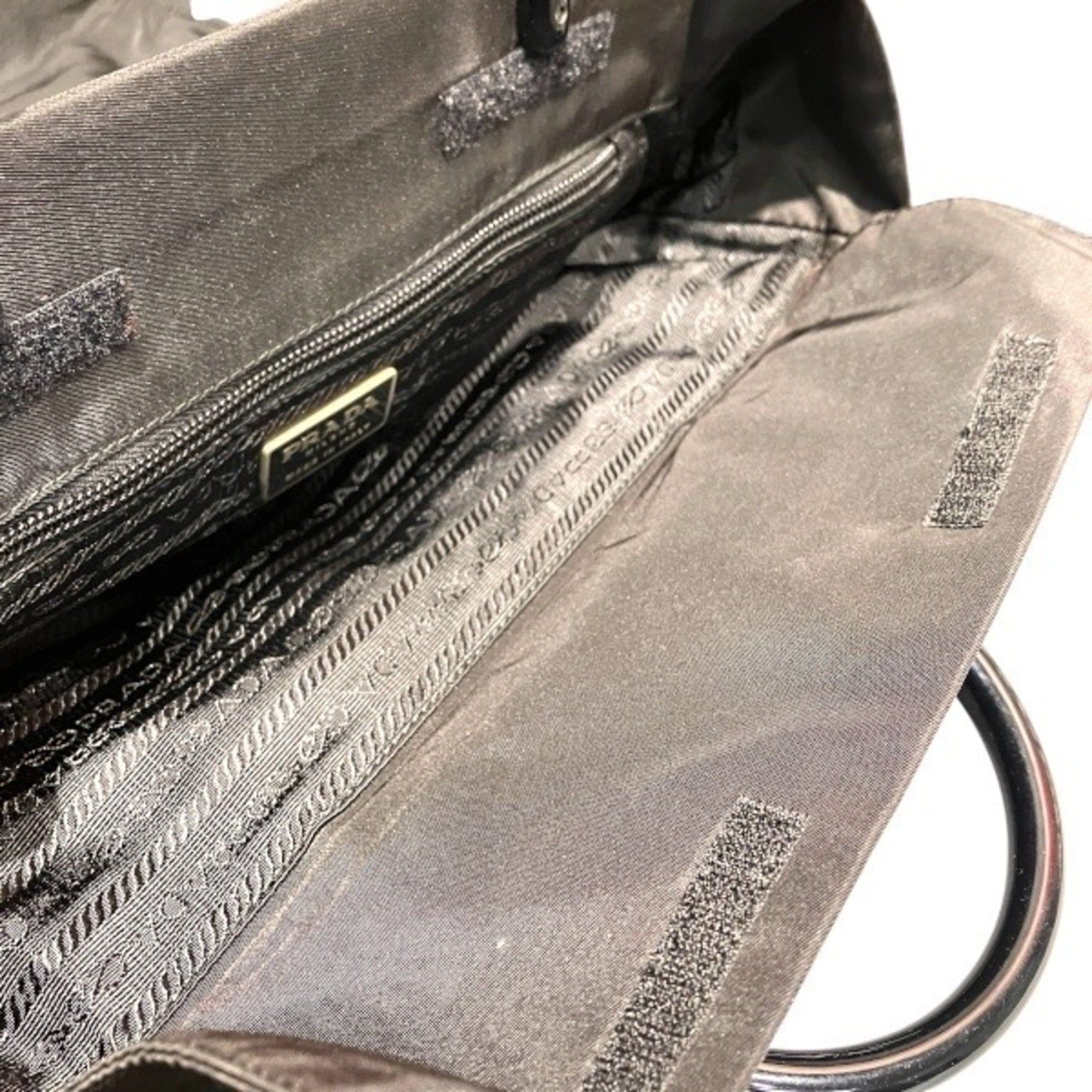 Prada Prada Black Nylon x Plastic Handbag Tote Bag for Men and Women Size ONE SIZE - 6 Thumbnail